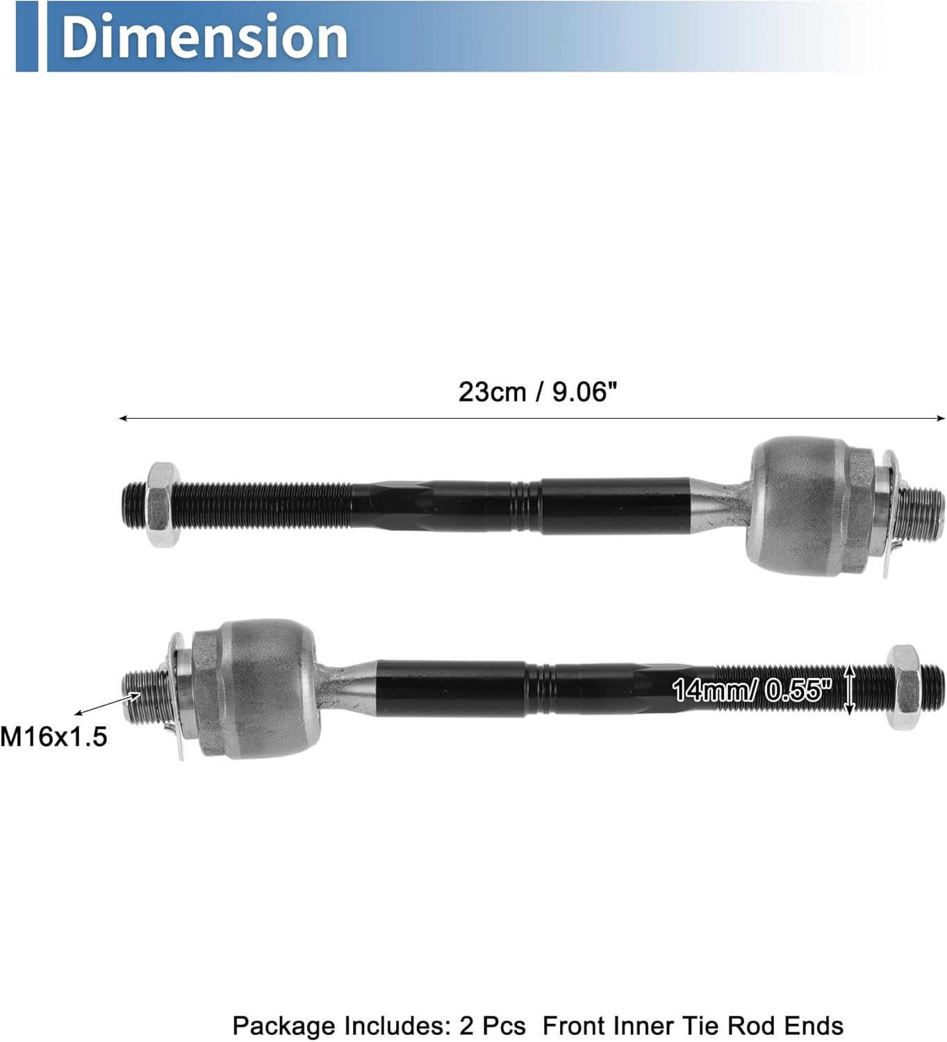 X AUTOHAUX 2 Pcs Front Inner Tie Rod Ends Kit Suspension Steering Tie Rod End for Ford Fusion Edge for Lincoln Nautilus MKZ MKX No.EV801122