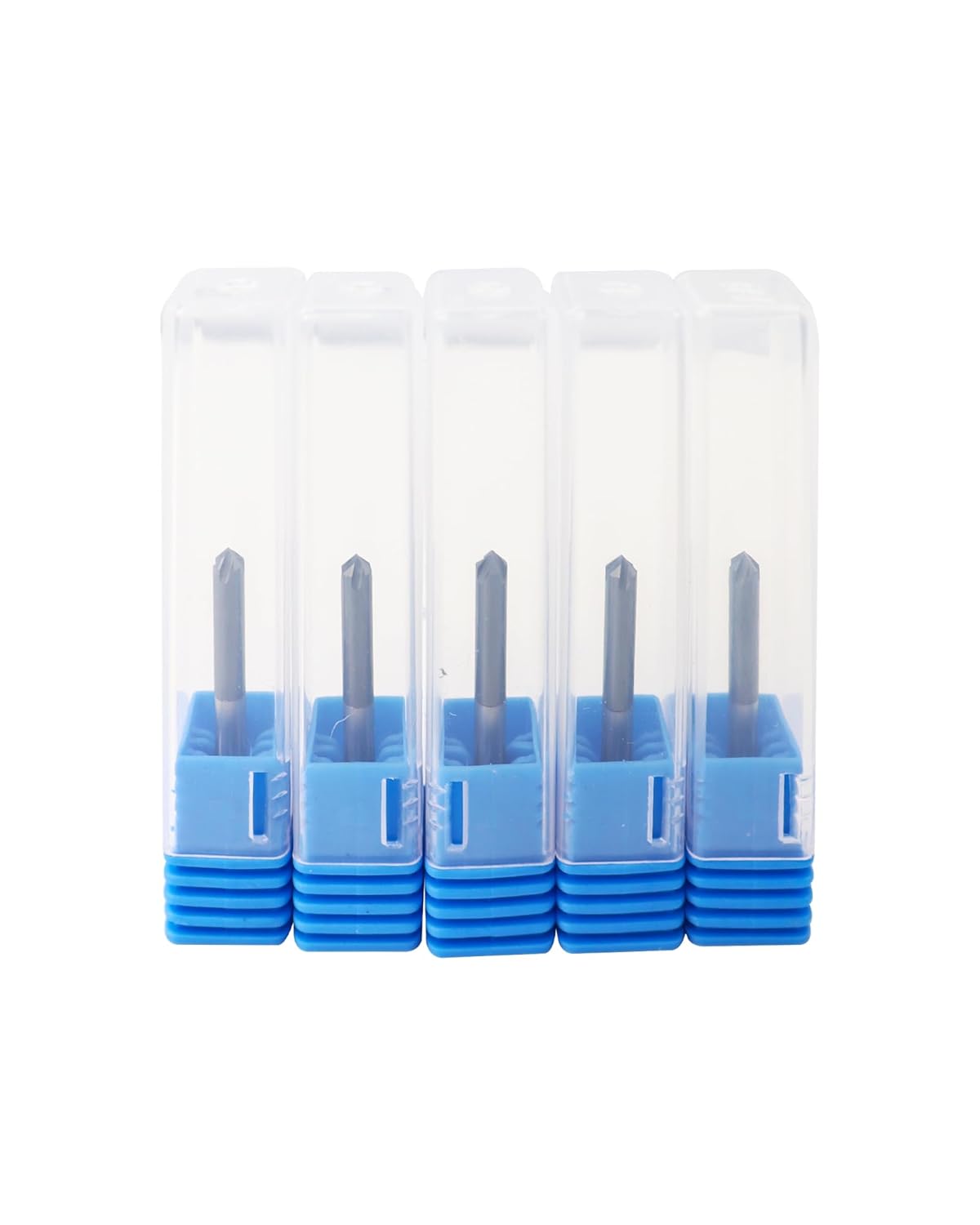 5Pcs 1/8" Solid Carbide End Mills, AlTiN Coating, 4 Flute, Chamfer End Mill for Steel, Single End End Mill Bits, 90° Chamfer Angle, 1/8" Shank Diameter