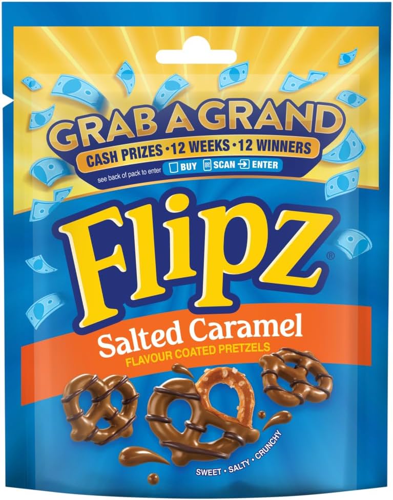 Salted Caramel Flavour Coated Pretzel Snacks, 90g | Crispy Multigrain Pretzels, Vegetarian Friendly, Perfect for Snacking, Gourmet Treat
