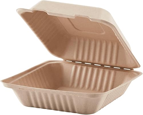 Miniatura 28 de KARAT EARTH Clamshell - Recipientes de alimentos para llevar [9 x 9 pulgadas, 200 unidades] 3 compartimentos Contenedores compostables