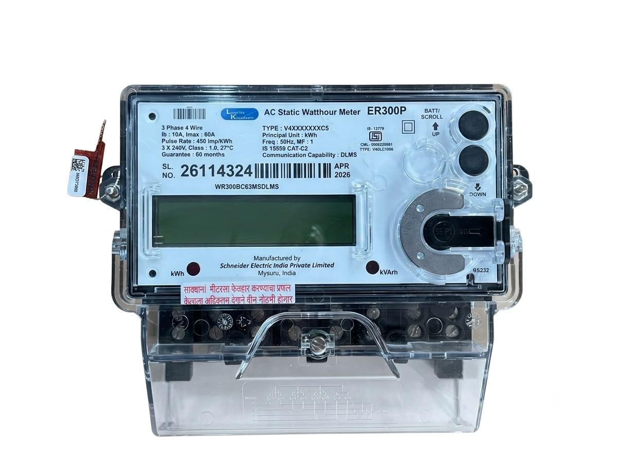 L&T (Lauritz Knudsen) Three Phase Sub Meter, LCD Display 10-60A, Energy Meter-image-47