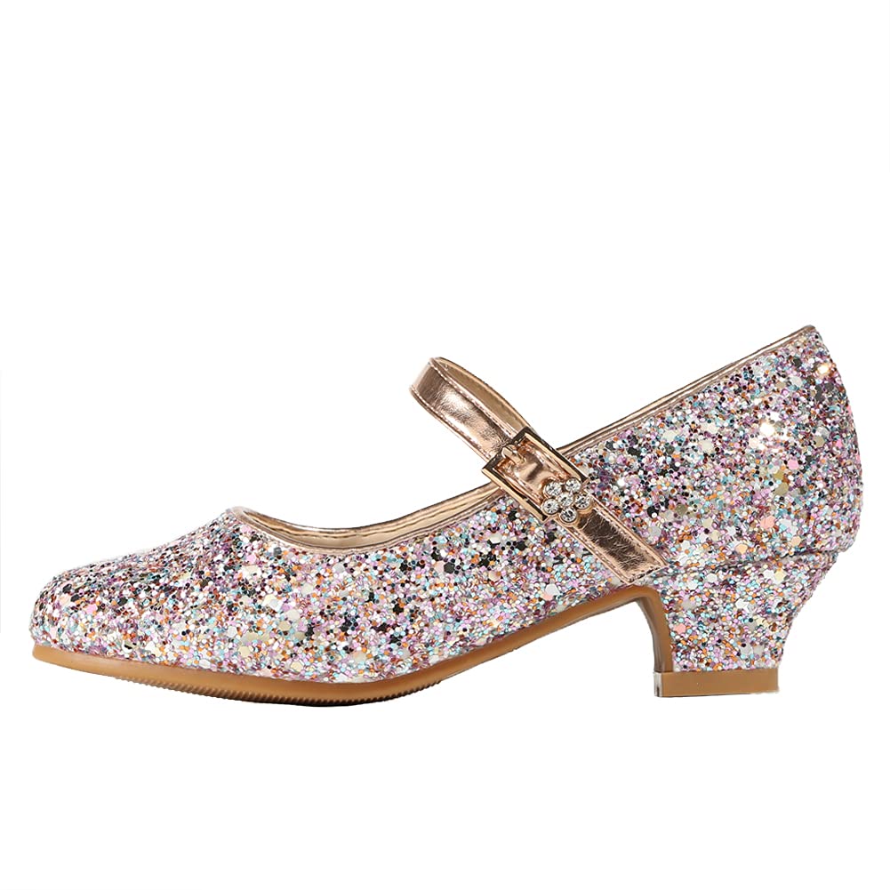 EIGHT KM - Mädchen High Heel Kleid Schuhe - Mary Jane Prinzessin Hochzeit Pumps - Funkelnder Glitzer Glatt Schuhe für Kinder Kleinkind