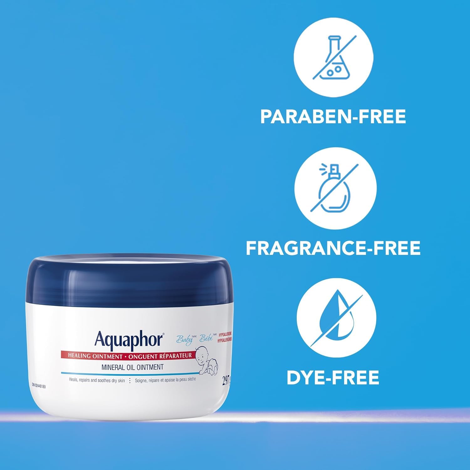 Aquaphor Baby Healing Ointment for Baby's Sensitive Skin, Multipurpose Ointment Helps Prevent Diaper Rash, Fragrance Free, Non Greasy and Non Comedogenic Body Moisturizer, 297g - 4