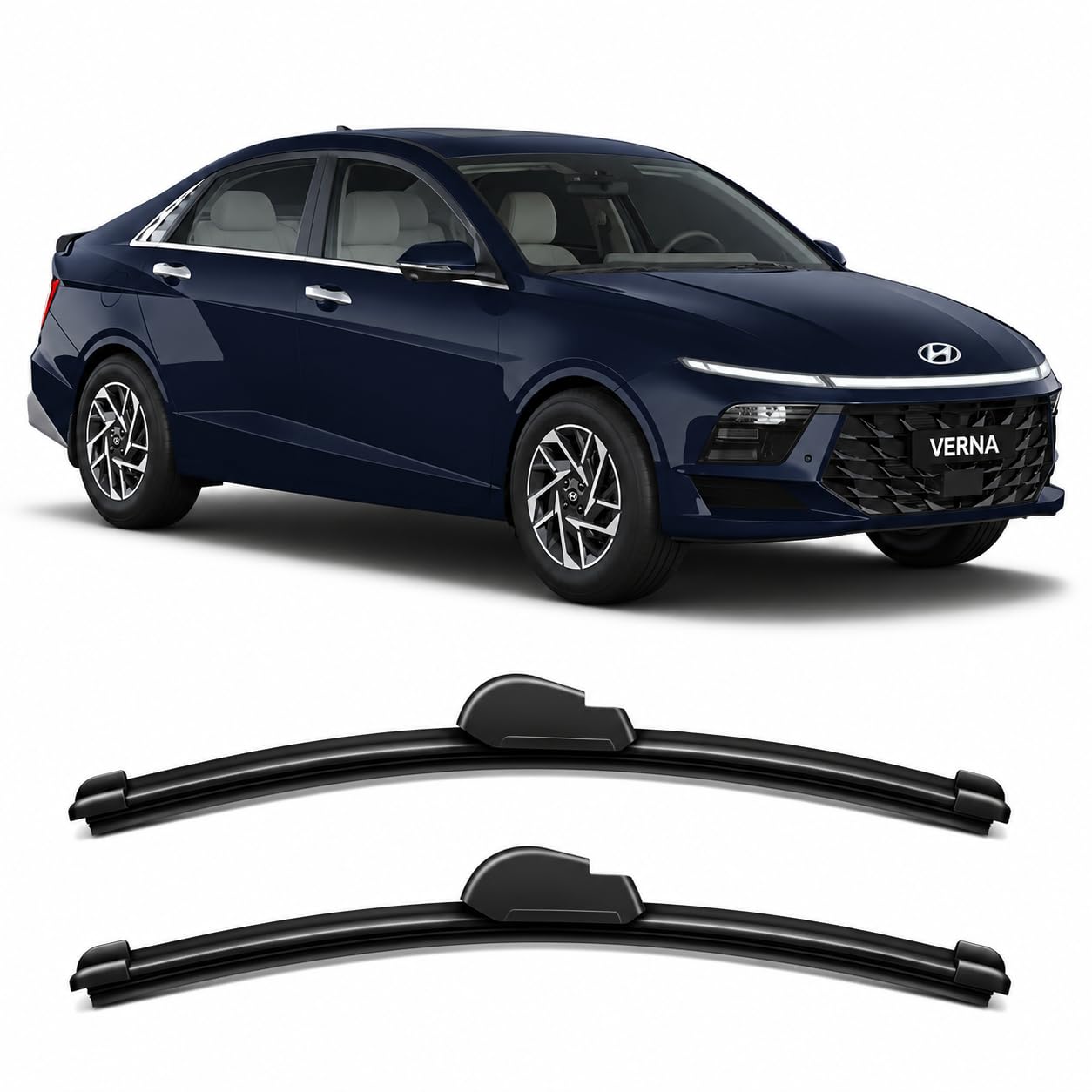 Generic Banana Wiper Blades for Hyundai Verna 2023-2026 Pack of 2 - Image 1