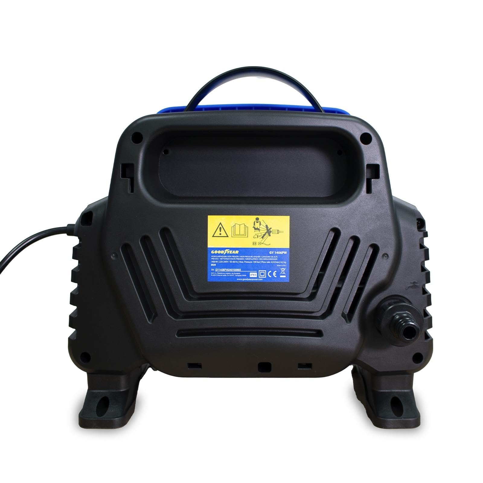 Goodyear - Nettoyeur Haute Pression Électrique 1400W, 105 Bars, Débit 408 L/h, Machine à Laver à Pression pour Nettoyage de Voiture, Jardin et Terrasse, avec Lance Réglable et Buse Turbo