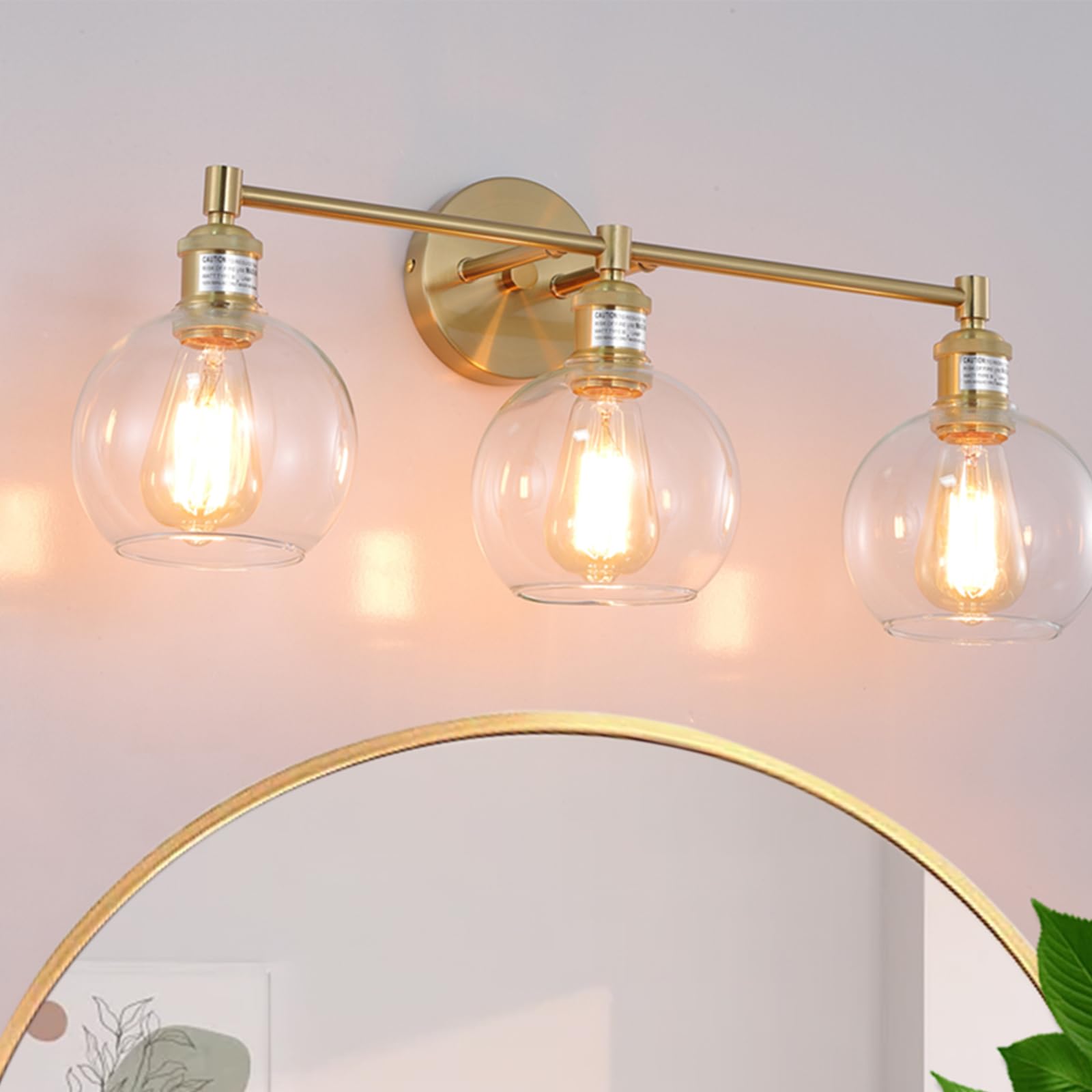 Cuaulans Brass Gold Bathroom Vanity Lights, Modern Bathroom Light ...