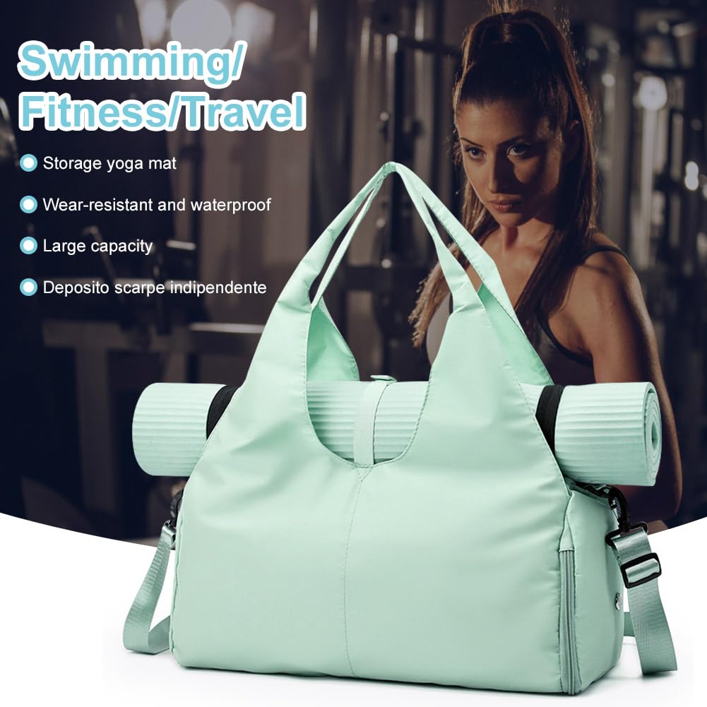Borsa da palestra per donne e uomini, borsone sportivo con scomparto per scarpe e tasca, borse per la notte, per yoga, viaggi, nuoto, campeggio, borsa leggera per il pranzo da donna, Grigio