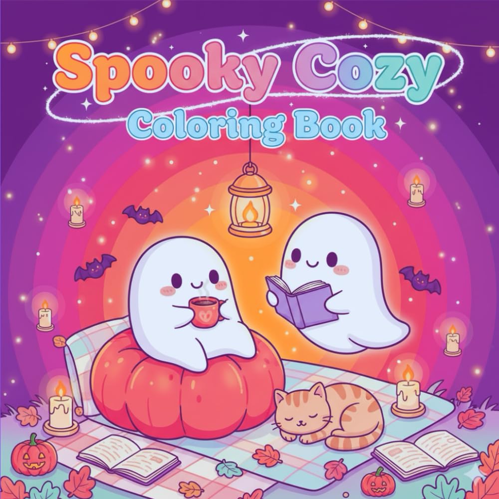 Spooky Cozy Coloring Book: Cozy Fall Vibes, Pumpkins, Ghosts, and Warm Autumn Scenes for Stress Relief