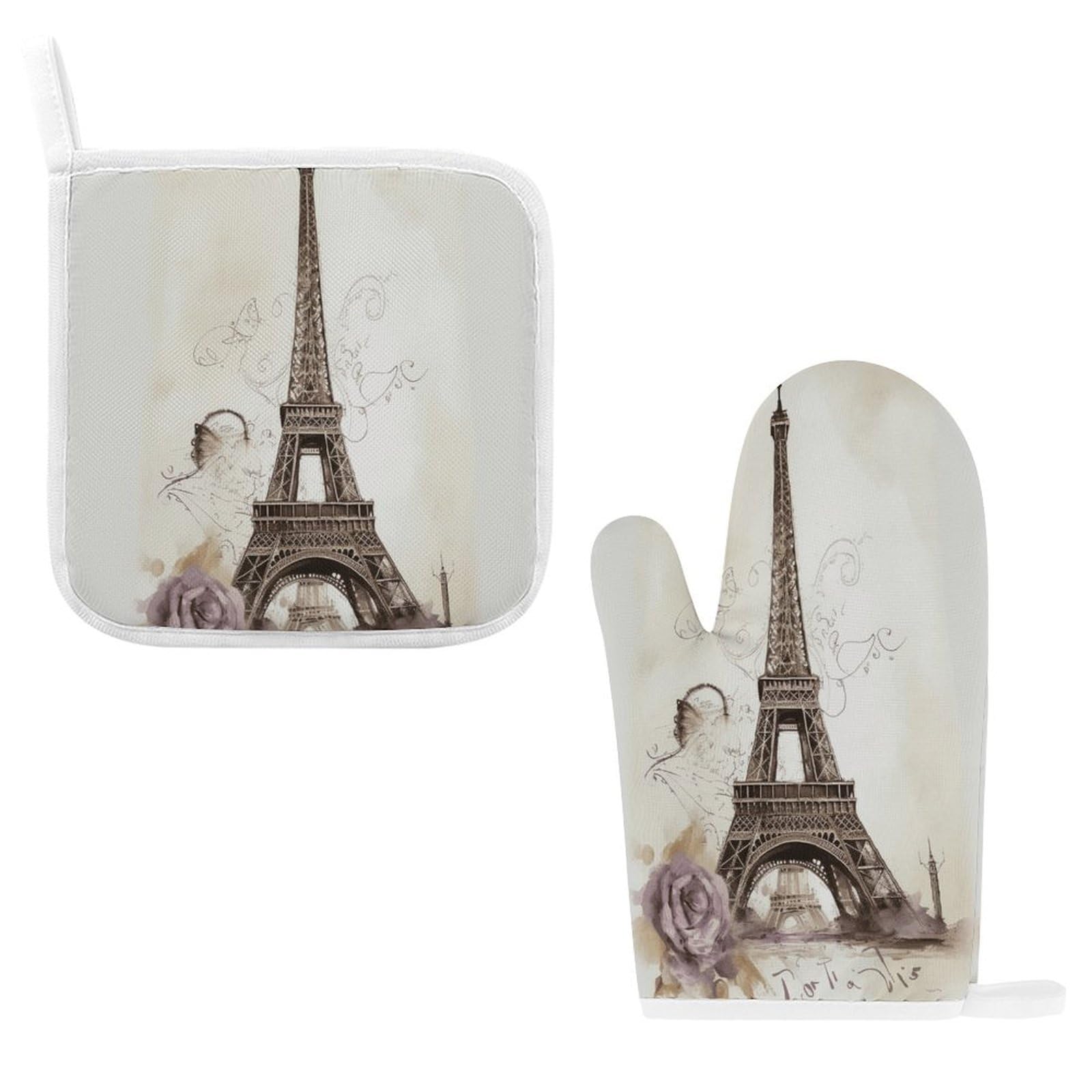 Eiffel Tower Oven Mitts and Pot Holders Sets