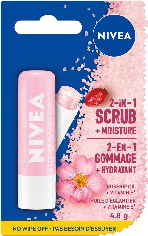NIVEA 2in1 Moisturizing Lip Scrub, 4.8g Exfoliating & Enriched with