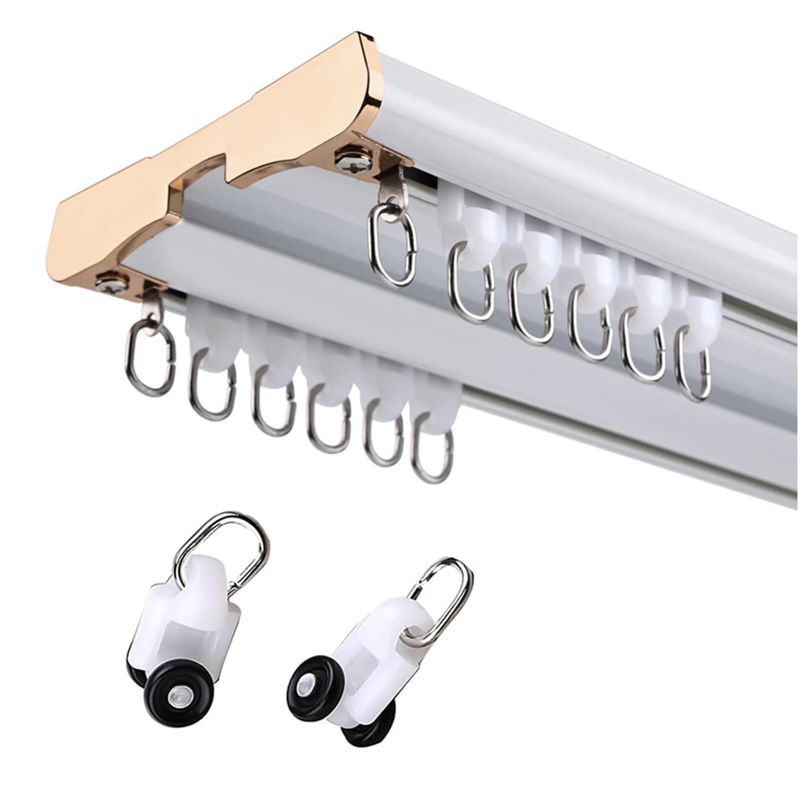 Système de rail à double rideau robuste en aluminium silencieux pour rideaux, idéal pour salon, chambre à coucher, séparateur de pièce, 260 cm de long