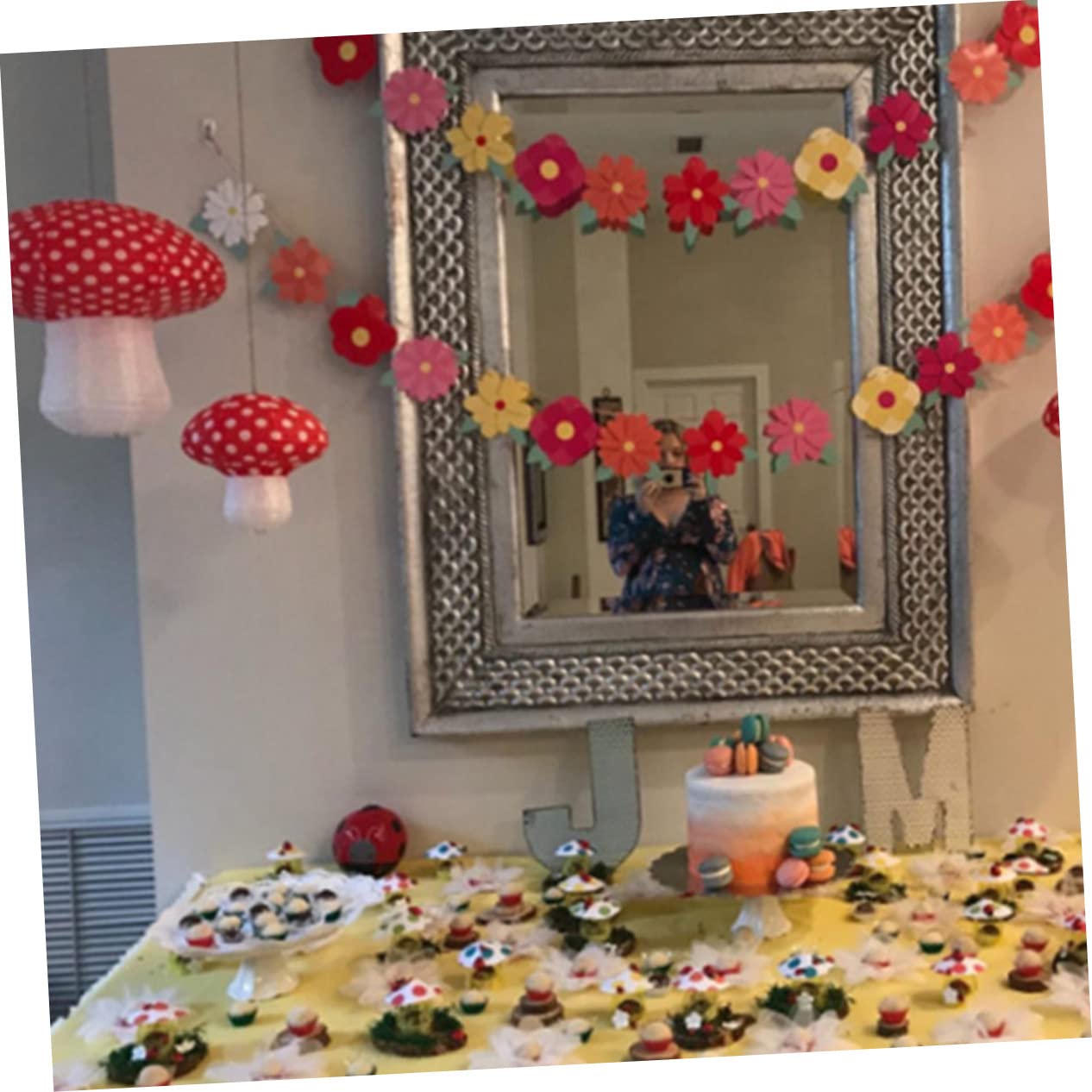 HOMSFOU Linterna De Papel En Forma De Champiñón 30Cm 6 Piezas Decoración Reutilizable Para Fiesta Interior Y Exterior Ambiente Festivo