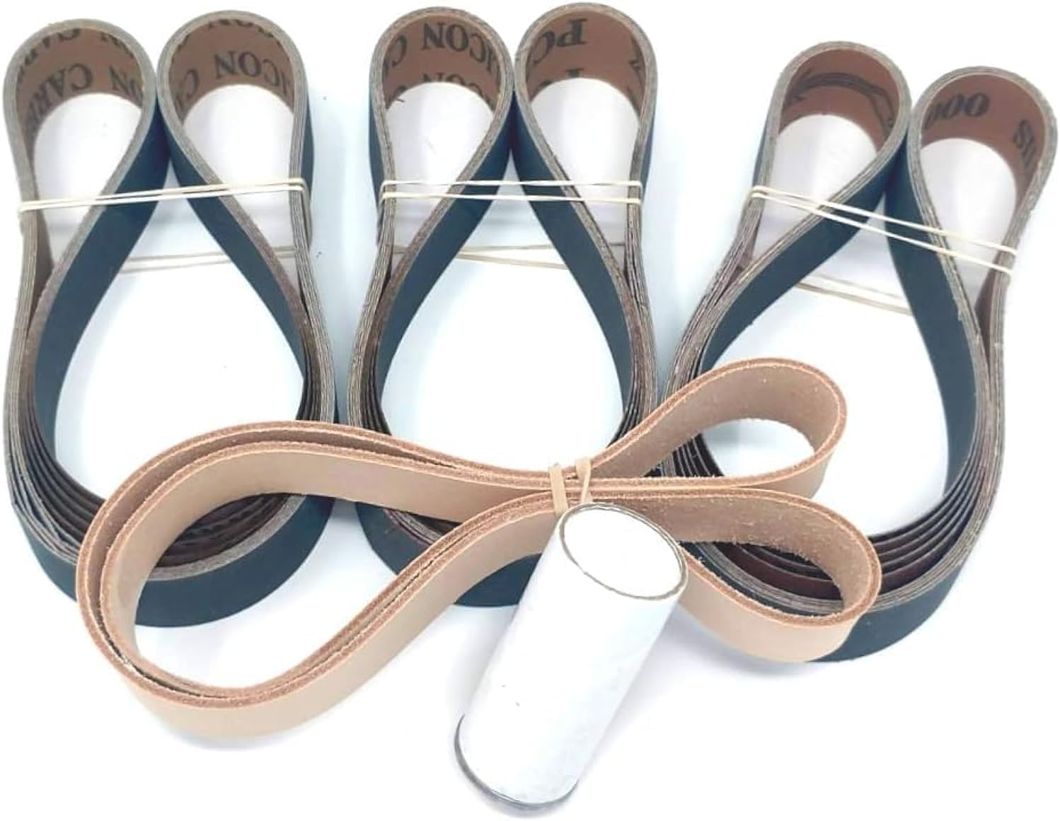 Sharpening Belt Kit with Super Strop Leather Sharpening Belt and 15 Pcs Premium Silicon Carbide Sanding Belts 600 800 1000 Grit, Standard, undefined, PSS1X30HGWLFBA