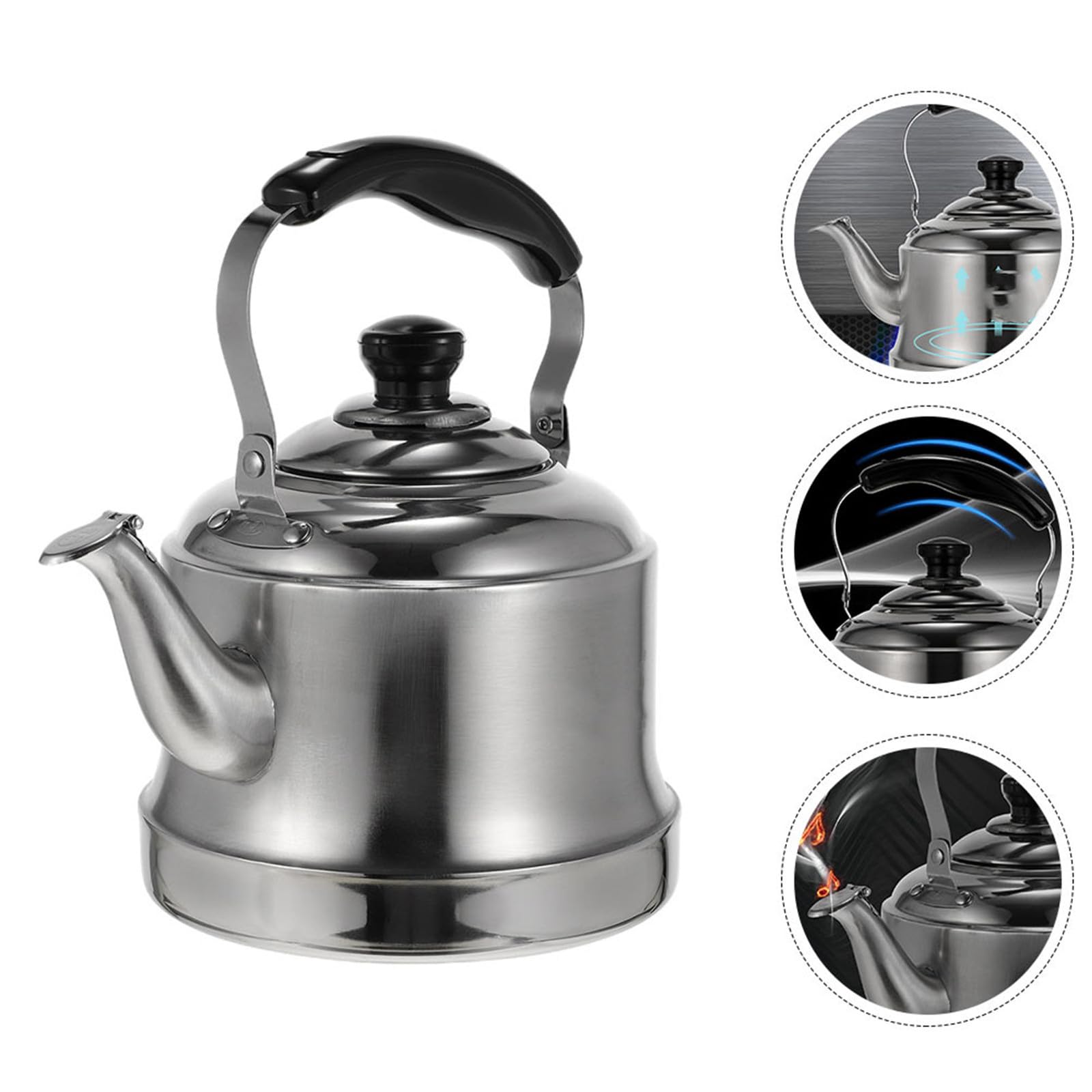 Holibanna Hervidor de Agua de Acero Inoxidable 3l Silbido para Cocina, Compatible Estufa de Gas E Inducción, Tetera Doméstica Práctica y Duradera