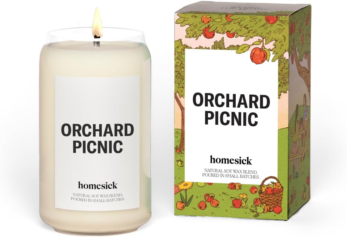 Homesick Premium Scented Candle, Orchard Picnic Scents of