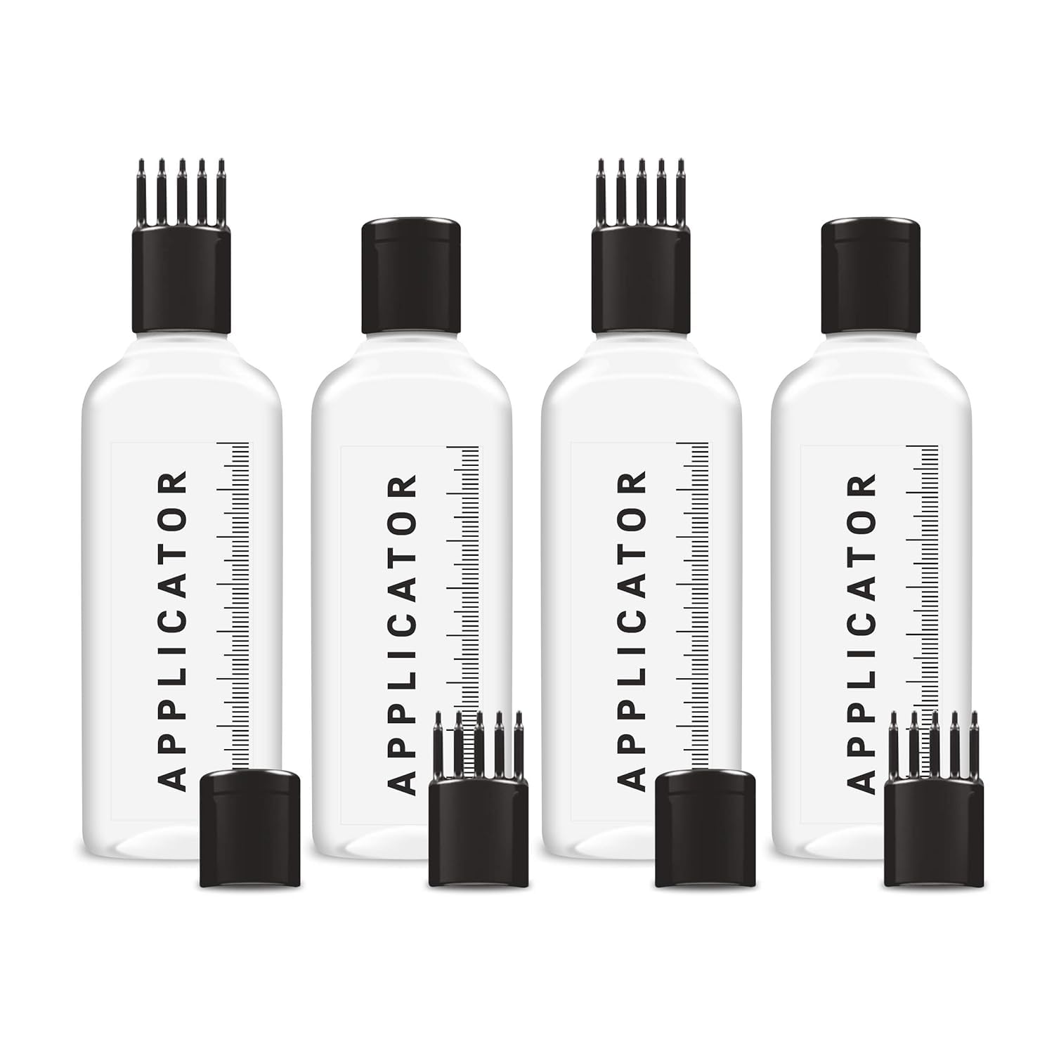 ERZA Hair Root Applicator Bottle For Applying Hair Oil Shampoo and Medicine, Oil Applicator Bottle For Scalp, 100ml Applicator Hair Root Bottle, Transparent Bottle, Black Cap, Pack of 6-image-6