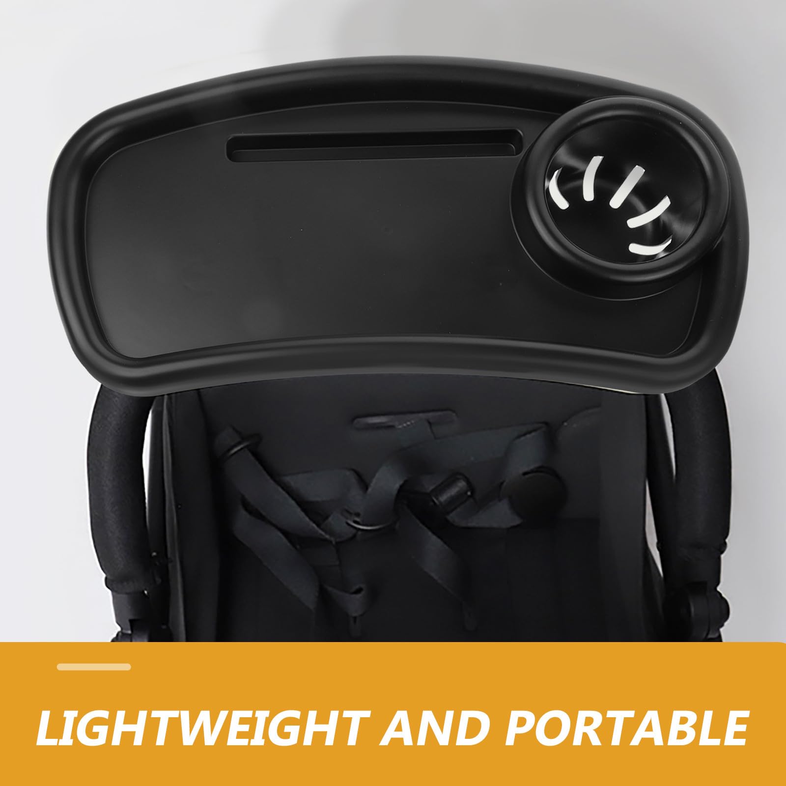 Plateau Poussette Plastique Détachable avec Porte Gobelet Accessoire Stable et Facile à Installer pour Organisateur de Collations
