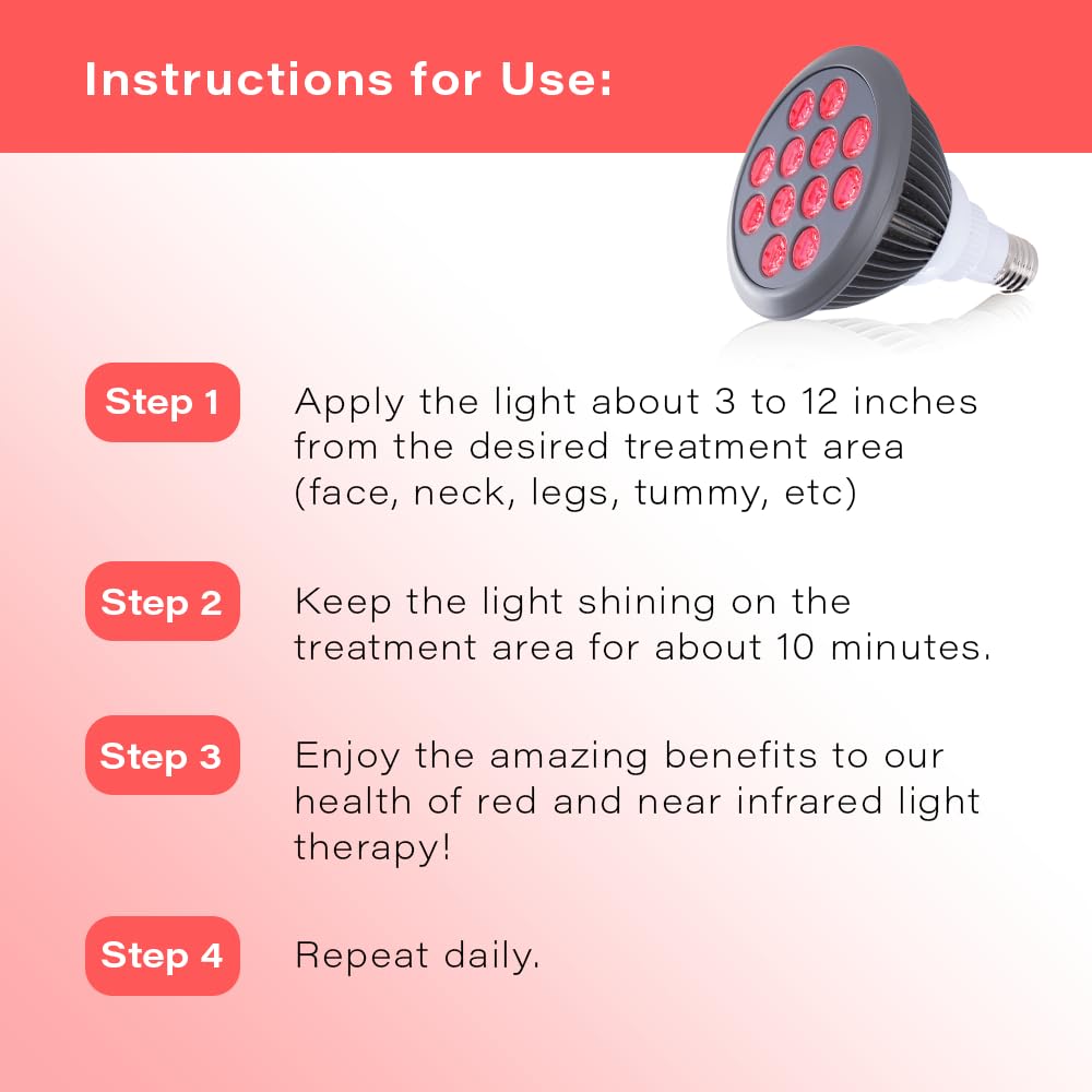 Red Light Therapy by Hooga with Power Cord.Red 660nm Near Infrared 850nm. 12 LED High Irradiance, Combo Treatment for Skin, Pain Relief, Anti Aging, Muscle Recovery, Performance HG24.