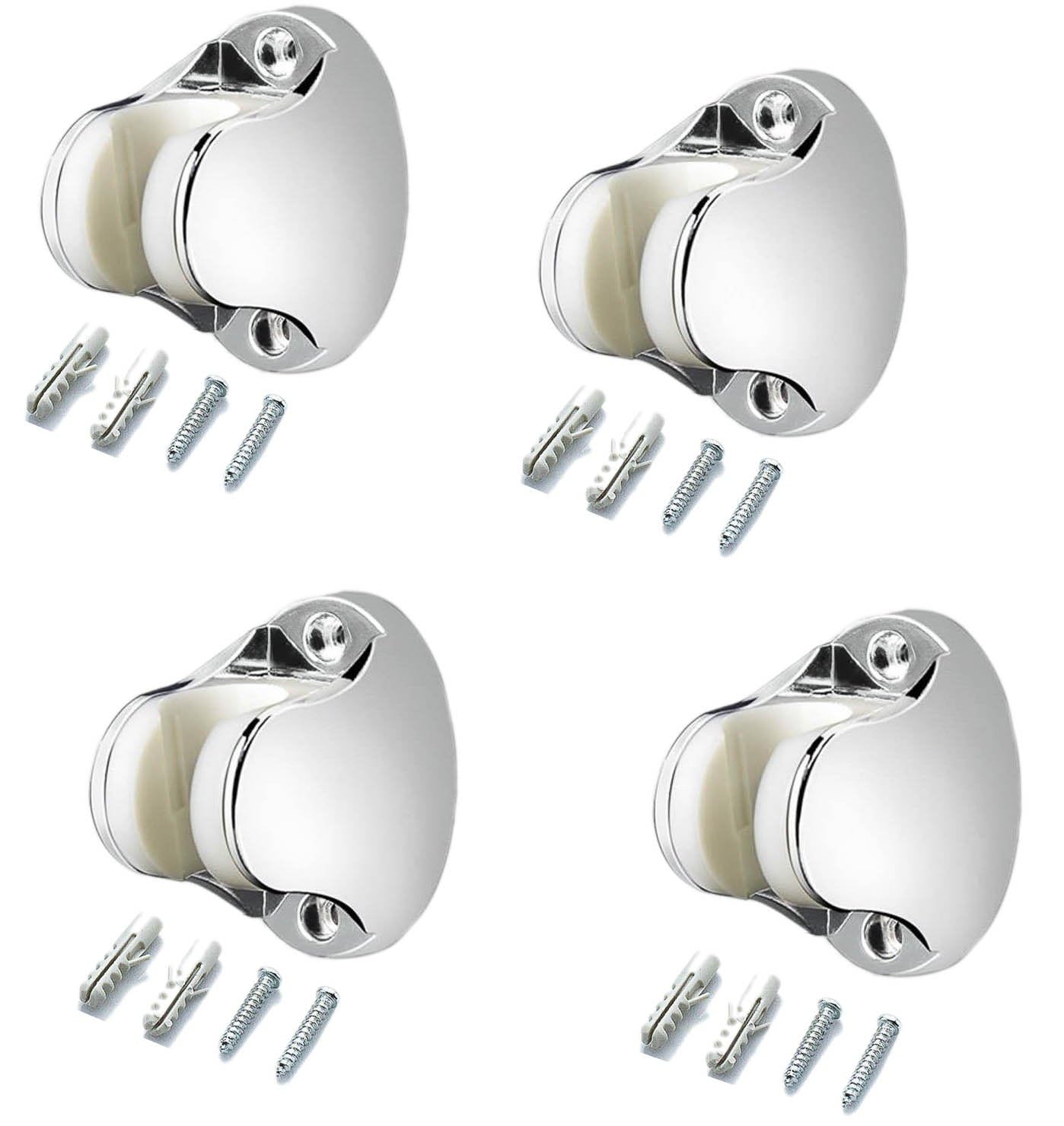 Yoiyee Chrome Adjustable Wall Mount Shower Bracket For Handheld Shower Heads - Versatile Angle Holder With Height Adjustability, Pack Of 4