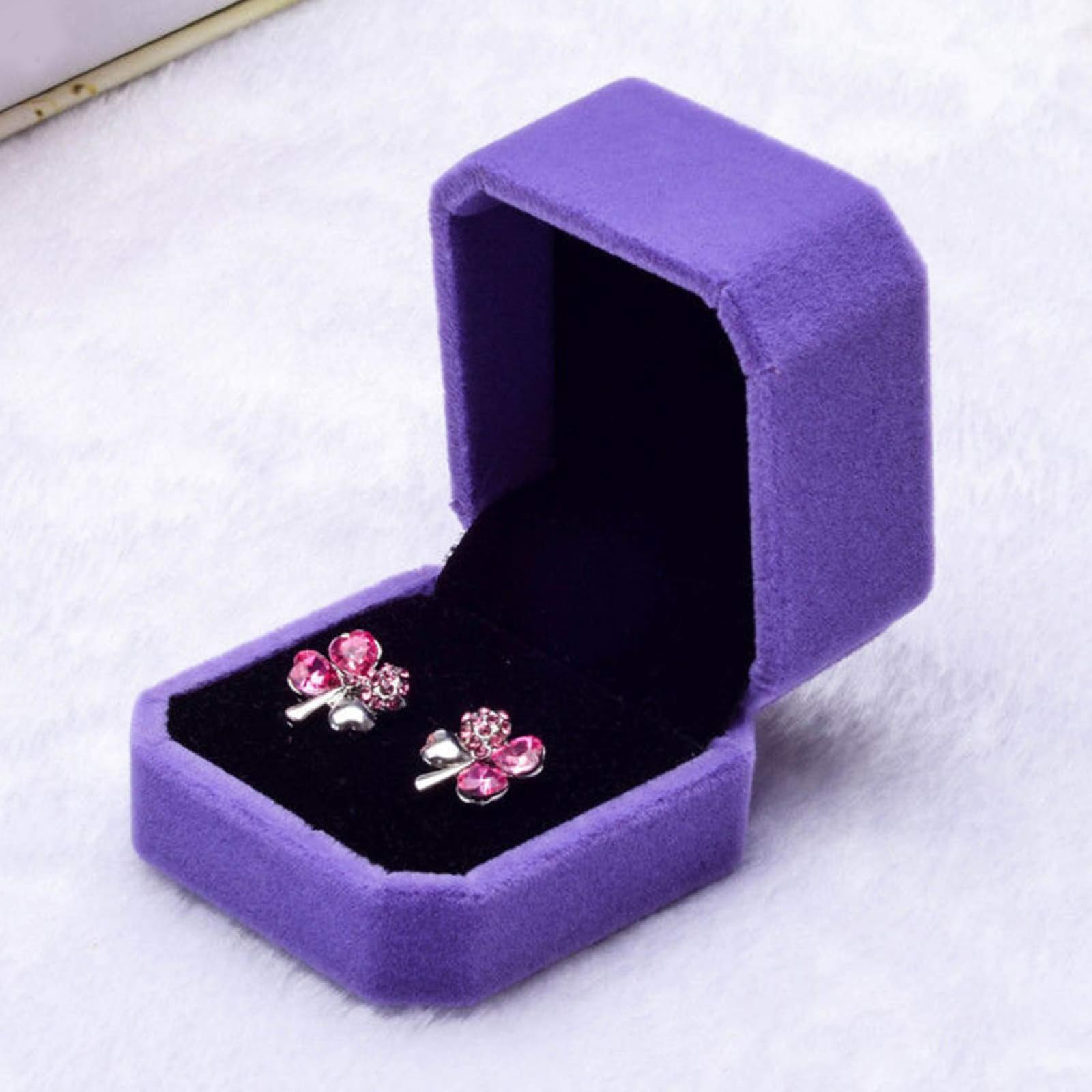 Scatola Dell'Anellol In Velluto Double Ring Jewelry Box Cofanetto Per