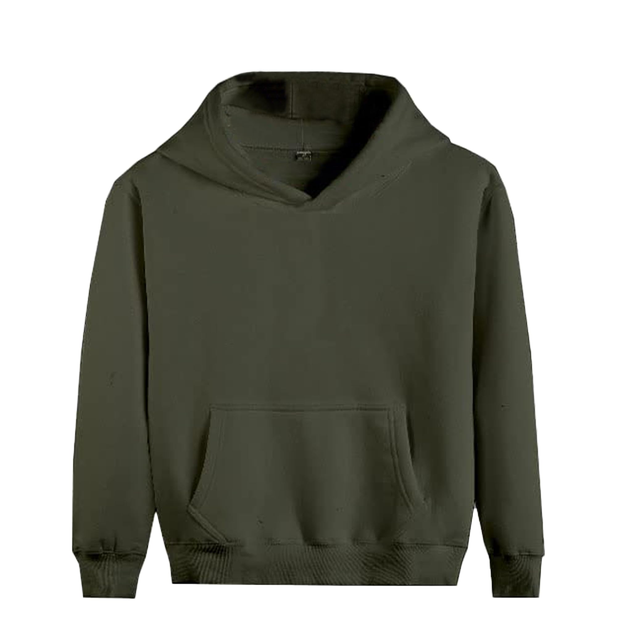 B&Q -  Boys Girls Plain Coloured Hoodie Jacket Kids Children Pockets Warm Hoody Hooded Sweatshirt OuterwearArmy Green9 To 11