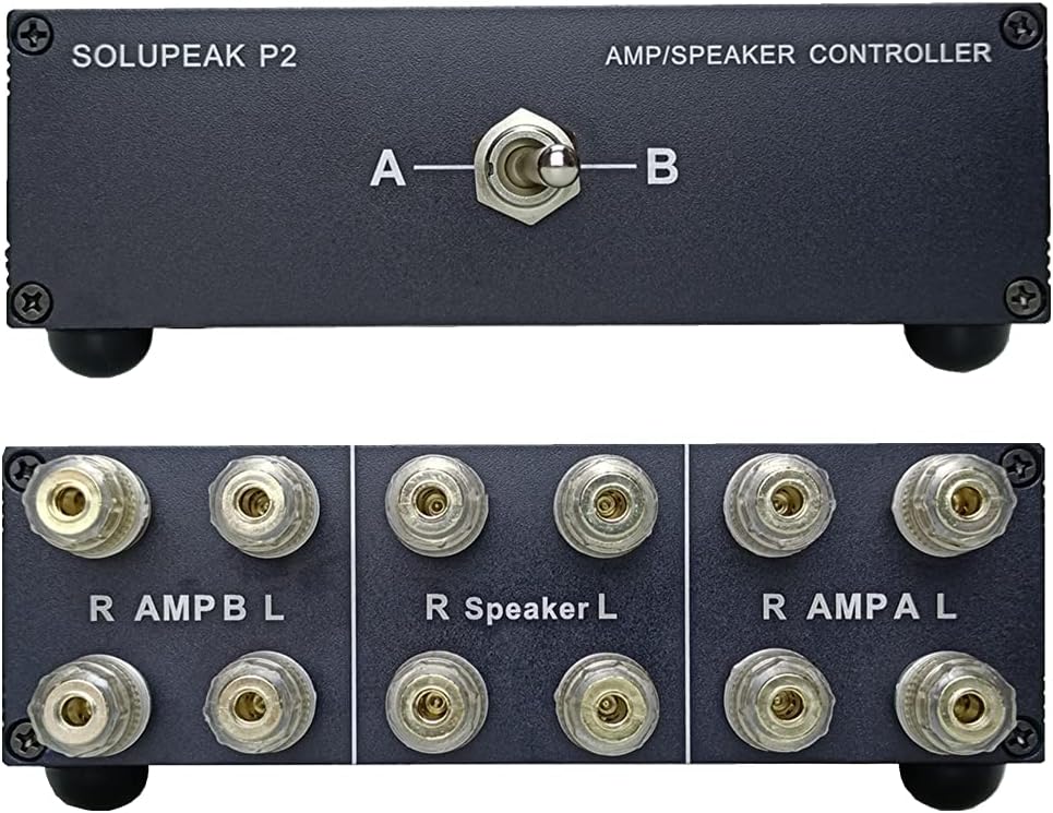 P2 2(1)-IN-1(2)-OUT Amp Amplifier Speaker Switcher Selector Switch Splitter 2-way loudspeaker control combiner box