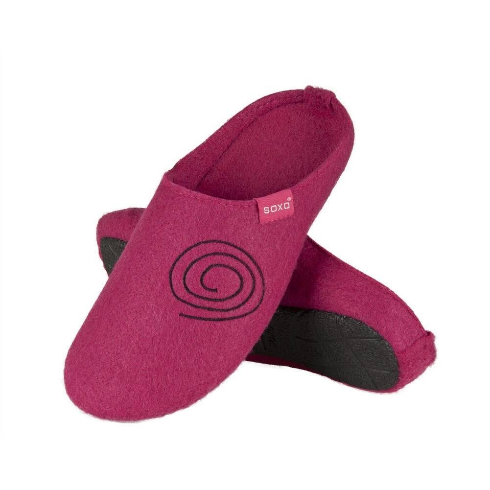 Women's Felt Slippers/Pink House Slippers for Ladies with a Sewn Pattern/Cozy Open Back/Many Sizes