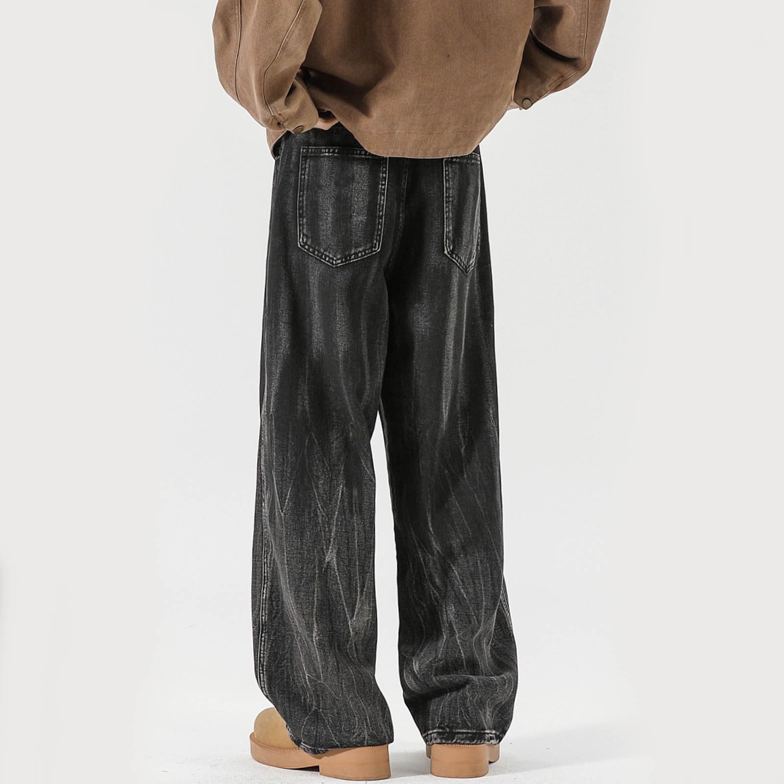 Pantaloni Baggy Uomo Jeans Zampa Fit Balloon Slim Invernali Flare Moto Jins Loose Y2K Bootcut Larghi Cargo Strappati Elefante