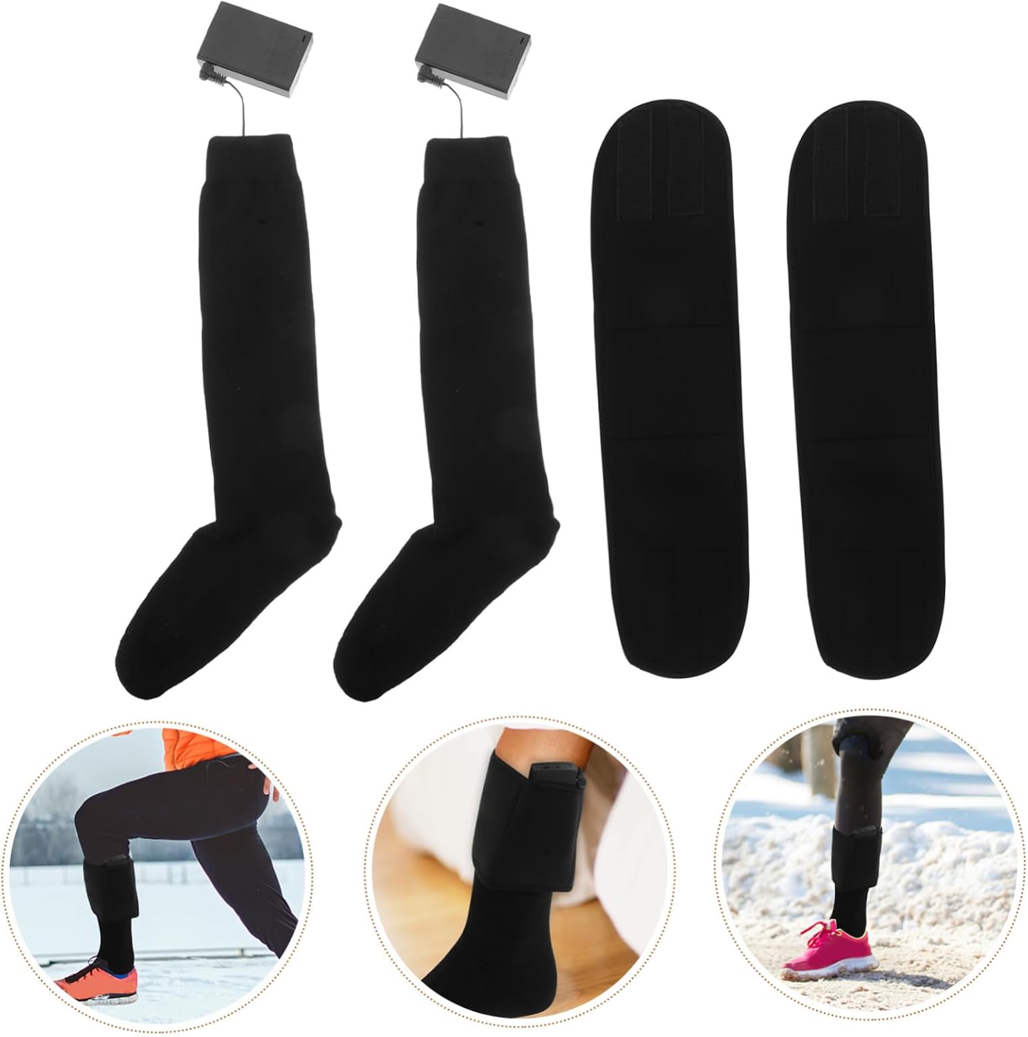 BESPORTBLE 1 Pair USB Heated Socks for Men Women Temperature Warming Foot Warmers for Outdoor Activities Camping Fishing Comfortable Black Heated Ski Socks