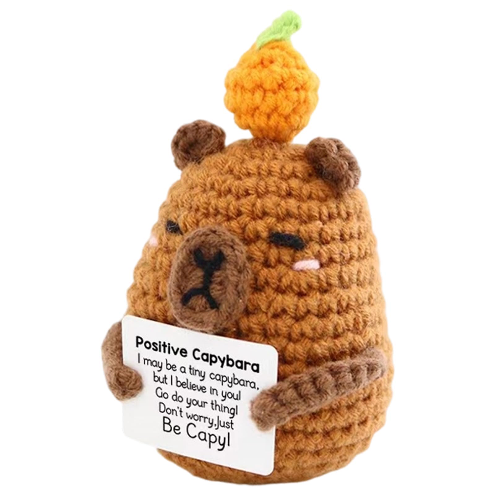 WaaRiuQ 1 Pcs Crochet Animals, posltive crochet animals, Handmade Crochet Gifts, Cute Capybara Gifts, Small Crochet Animals
