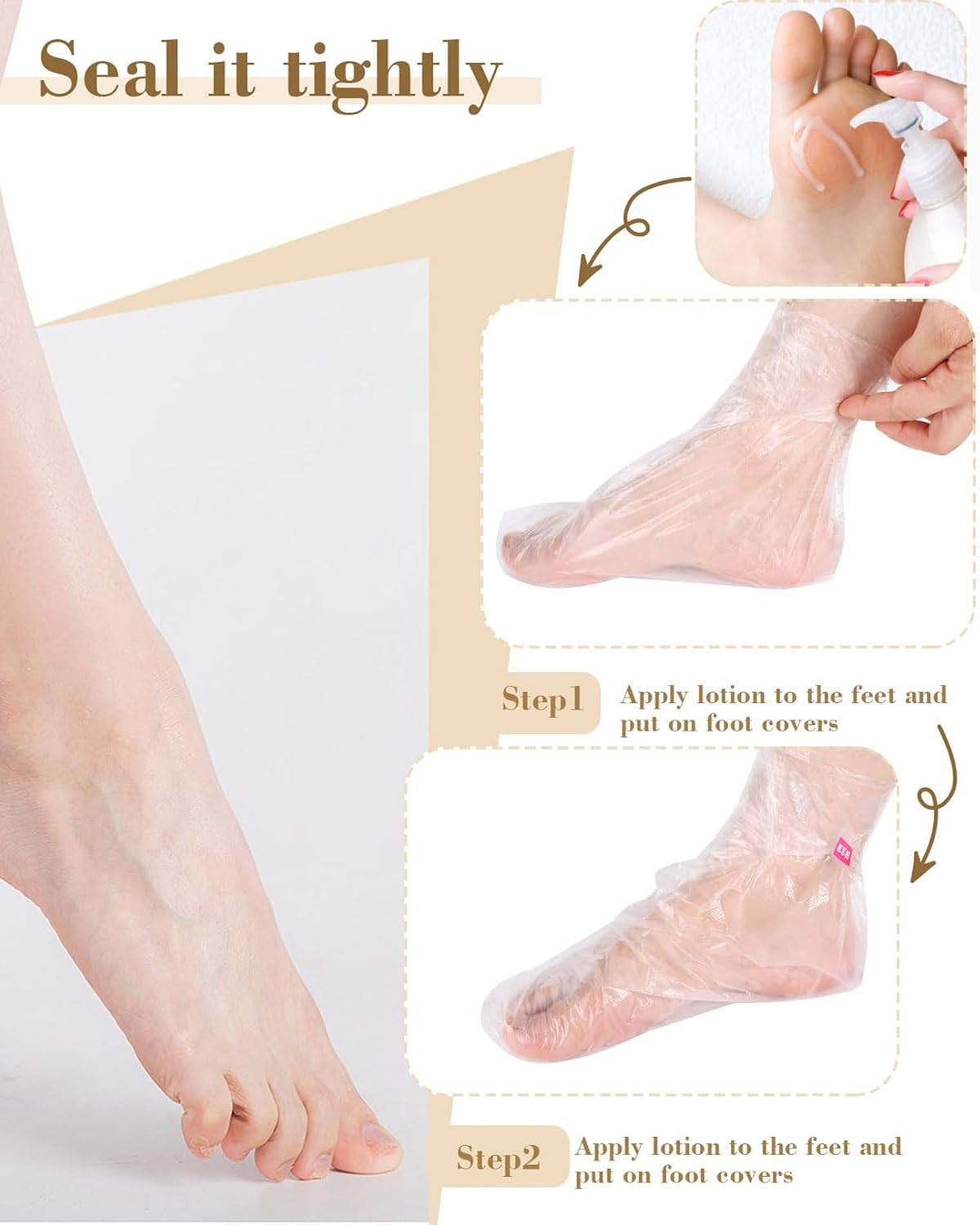 100 Piezas Calcetines de Baño de Parafina,Bolsas de Pedicura de Plástico Transparente Revestimientos de Bño de Cera Parafina para Cera Caliente SPA Cuidado de Pies Accesorios