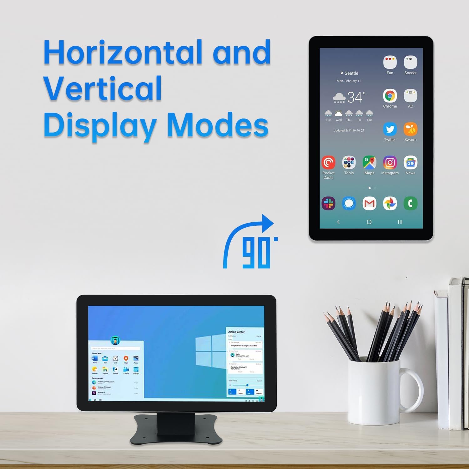 15.6-inch Android 11 POS Touchscreen Monitor with Stand,16:9 Display 1920 x 1080P,WiFi & BT,Built-in Speakers,RK3568 4GB RAM & 32GB ROM,Suitable for Restaurant, Retail,Bar & Small Business