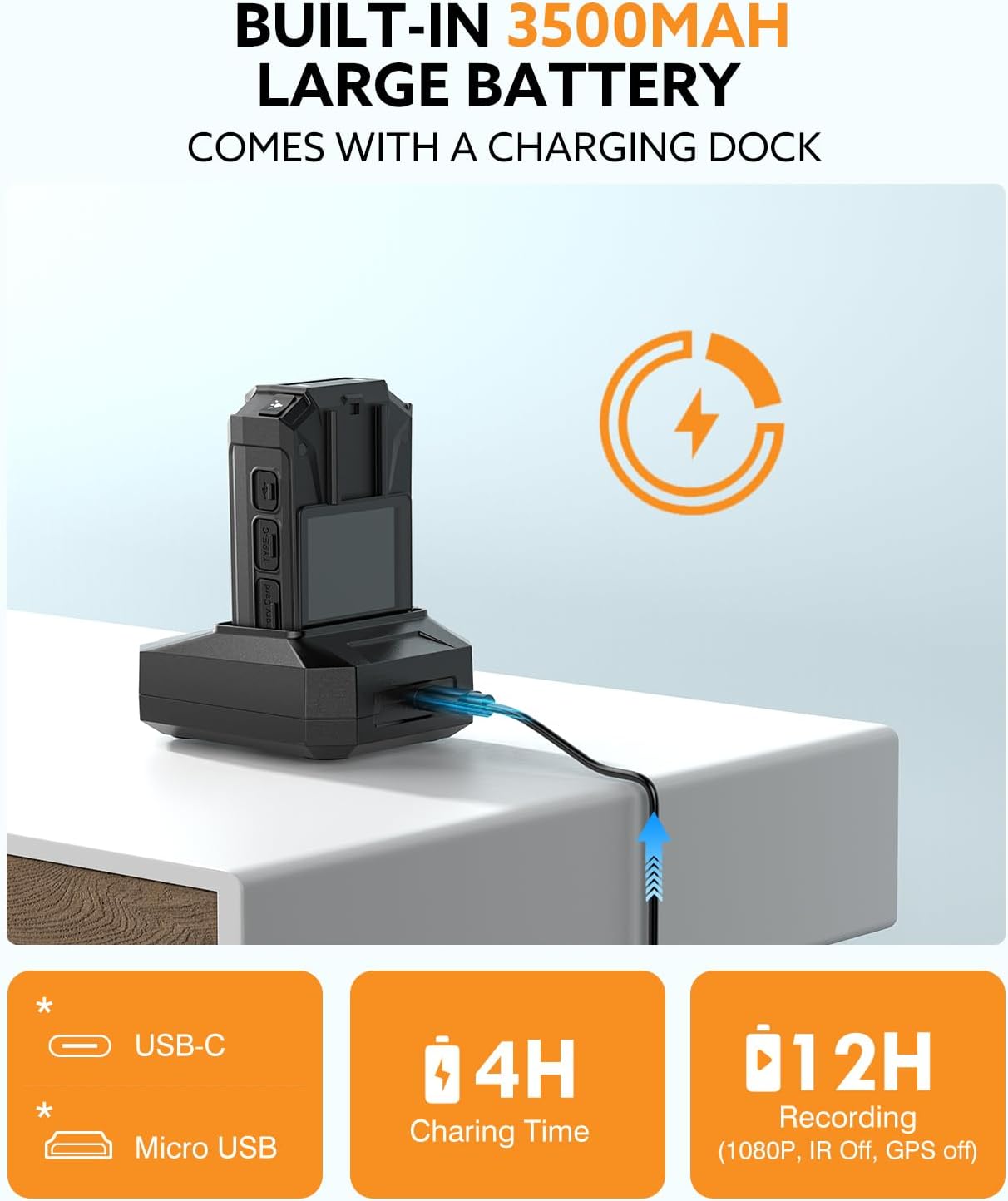 Losfom WD9 Body Camera in charging dock