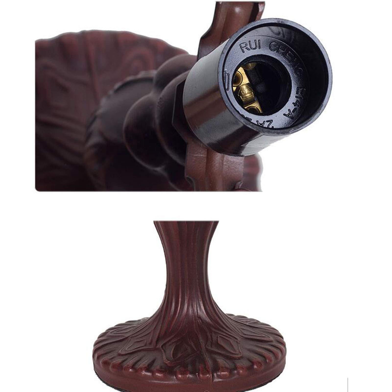 Małe lampki nocne, E27 20 cm lampa stołowa w stylu Tiffany, ręcznie robiona witrażowa lampa biurkowa retro antyczna róża lampa do dekoracji salonu sypialni biura przy łóżku, ciepła be-color tiffany 20
