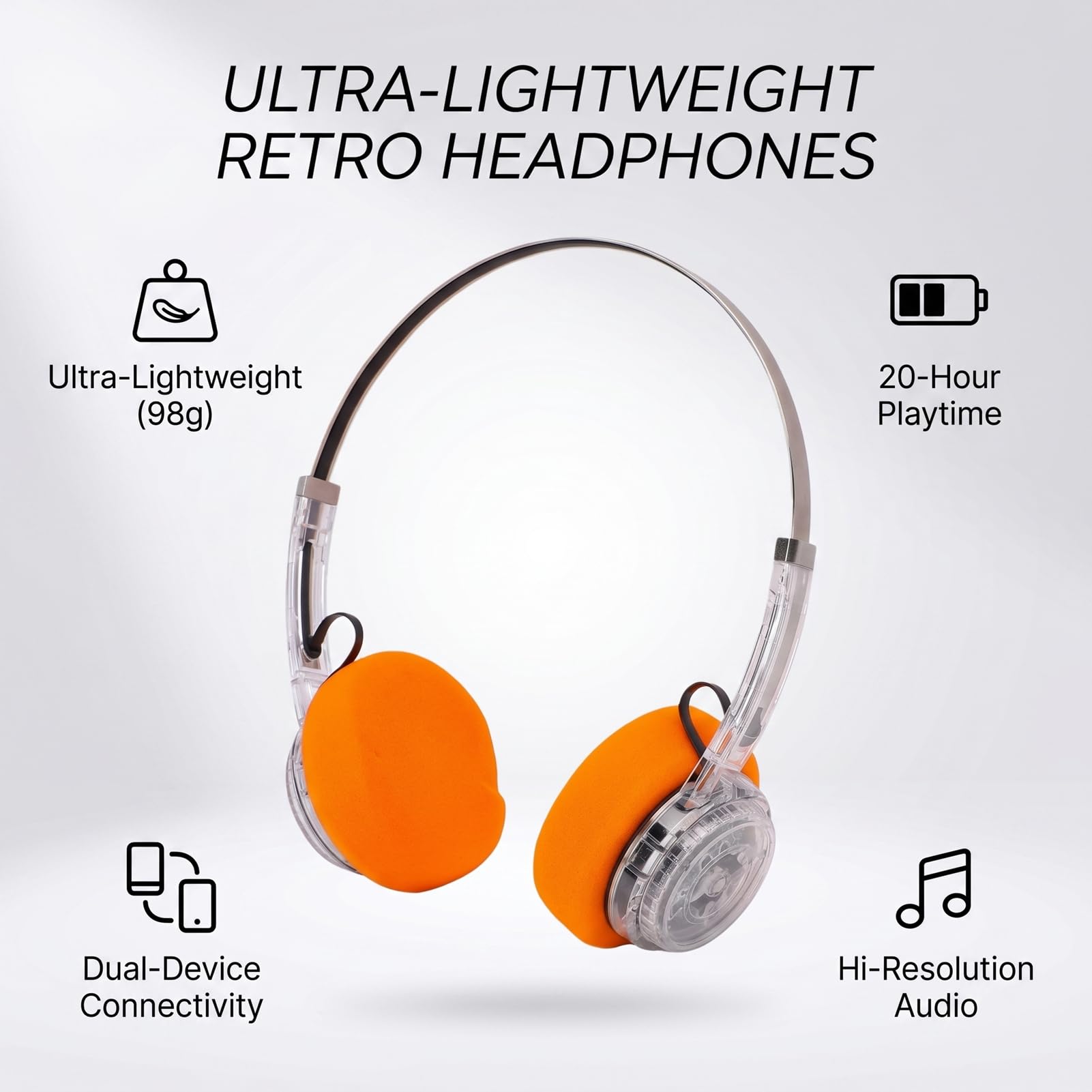Cryfokt Cuffie Bluetooth On Ear Ad Alta Risoluzione con Microfono