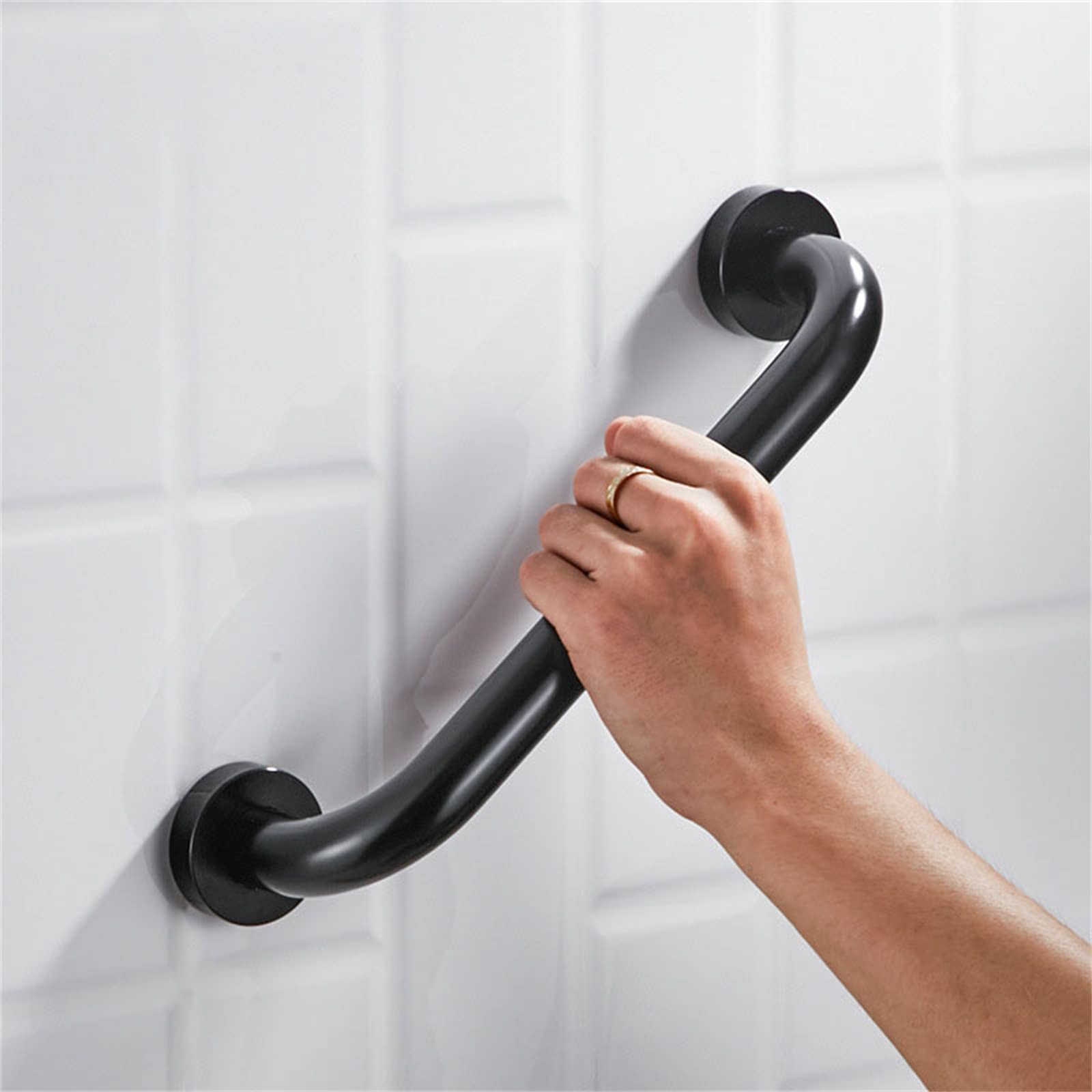Poignées de sécurité de Douche, poignée de Baignoire, Main Courante de sécurité, Barre d'appui de Douche, poignée de Montage Mural dissimulée, poignée de Toilette Noire (B 40 cm) (B 40