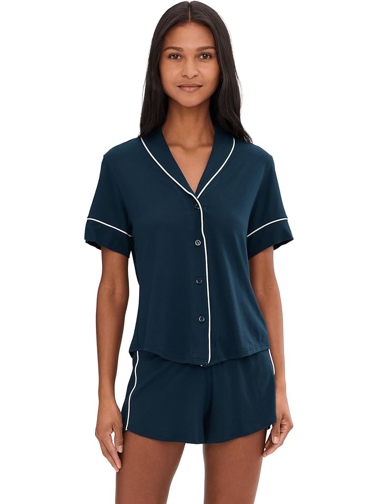 Blue Cosabella Pima Lusso Shortsleeve Top And Shorts Pj Set