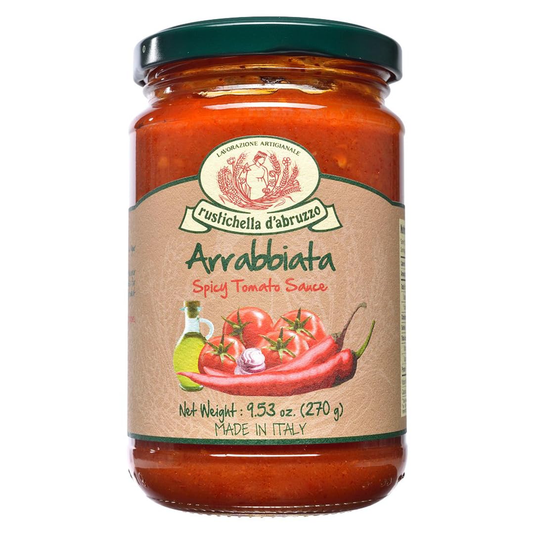 Rustichella d'Abruzzo Arrabbiata Sauce | Authentic Spicy Tomato Sauce with Extra Virgin Olive Oil, Chili, Garlic & Onions | Perfect for Pasta, Pizza, Spaghetti & Marinara (9.53 oz / 270 g)