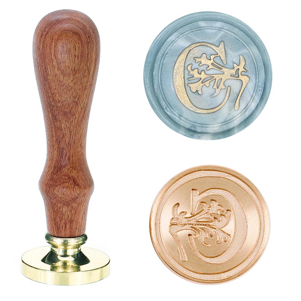 Poemluve Wax Seal Stamp Alphabe Letters C 25mm Initials Vintage Sealing Wax Stamps Brass Head with Removable Wood Handle for Scrapbooking Wedding Invitation