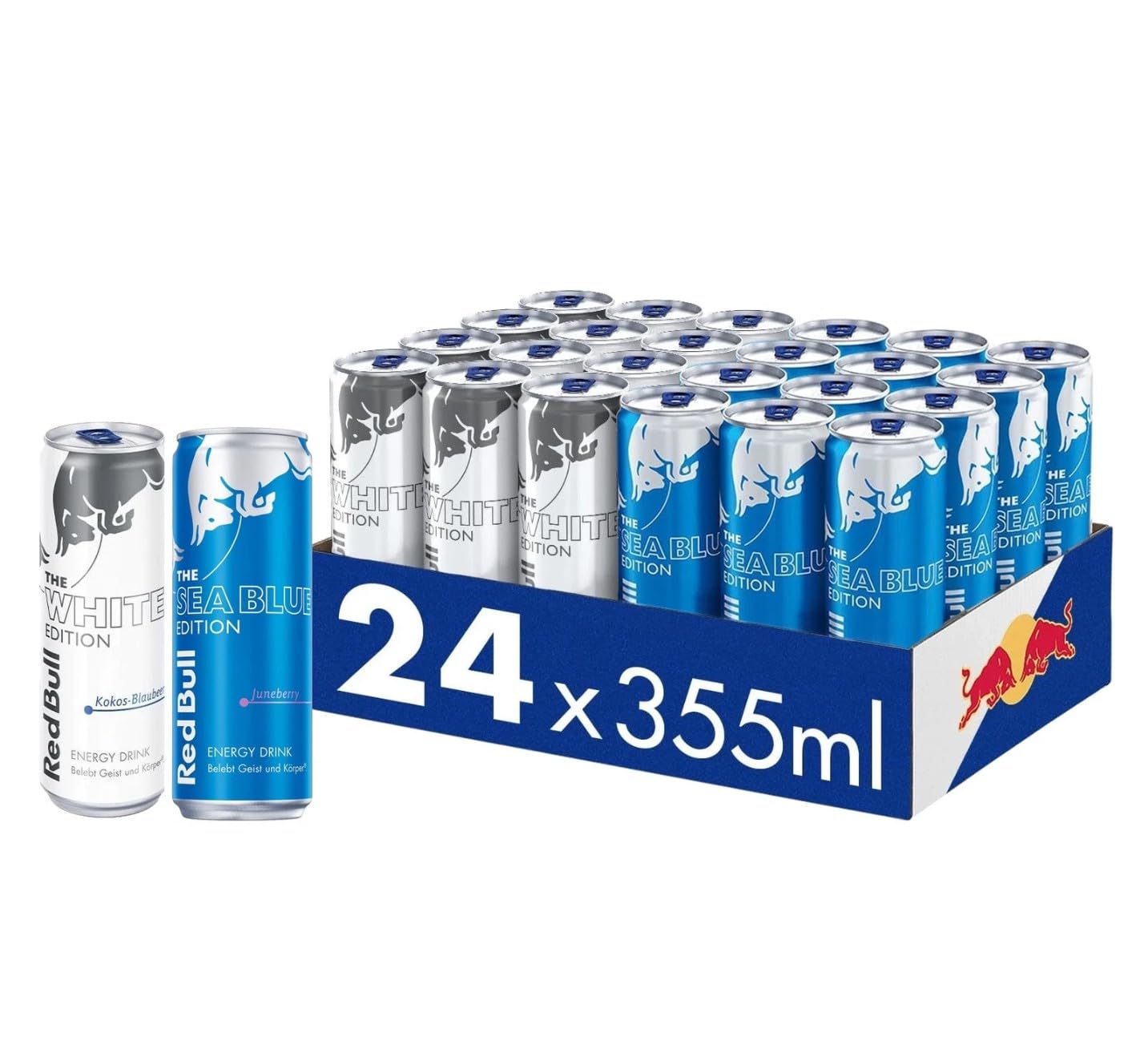 Red Bull Energy Drink Mix Tray - 12x White & 12x Sea Blue Edition - 24x 355ml