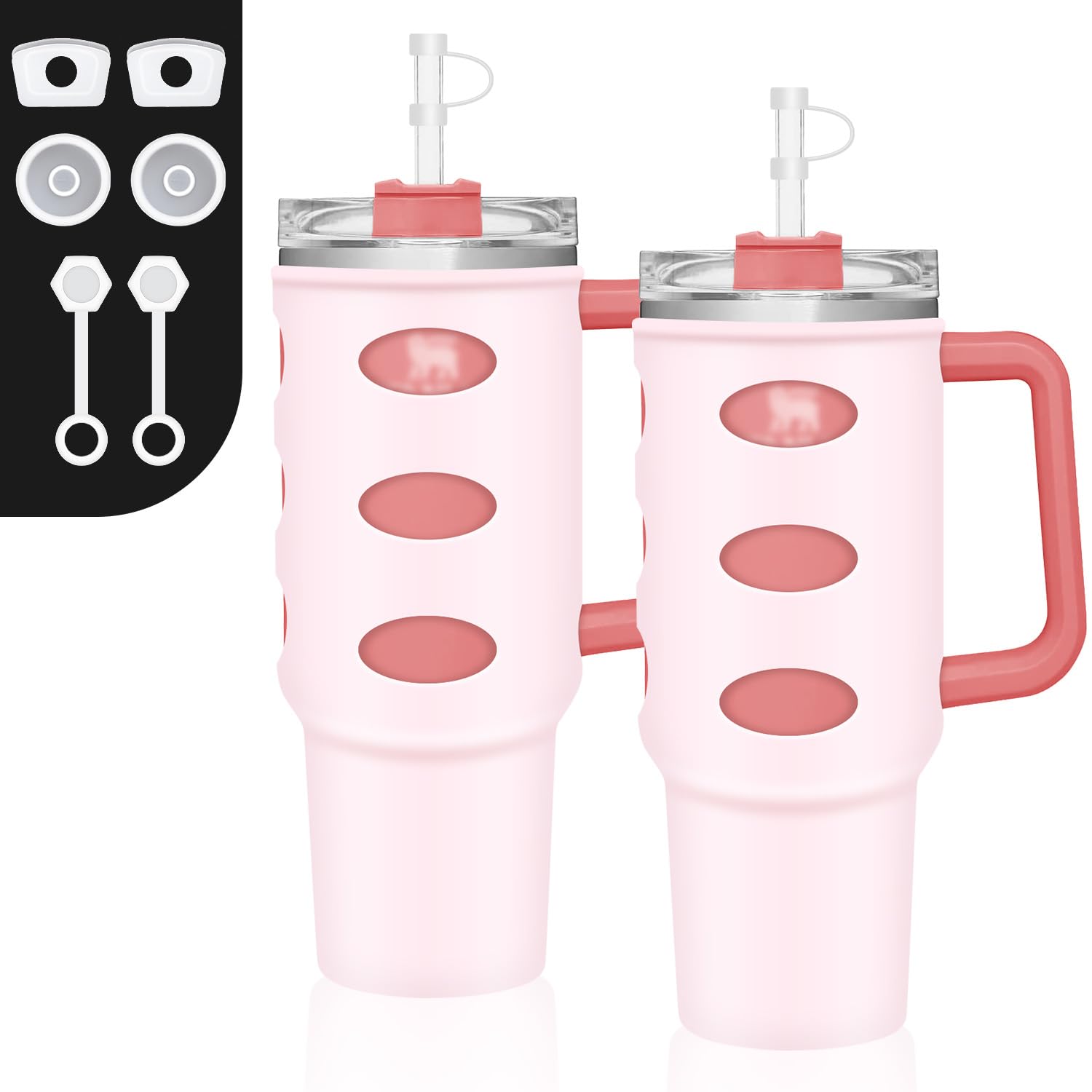 Photo 1 of Silicone Boot for Stanley H2.0 30 oz Quencher,with Silicone Spill Proof Stopper Set Stanley Upgraded All Inclusive Silicone Boot Protects Against Dents Leakproof Stanley Cup Accessories-2pcs Light Pink