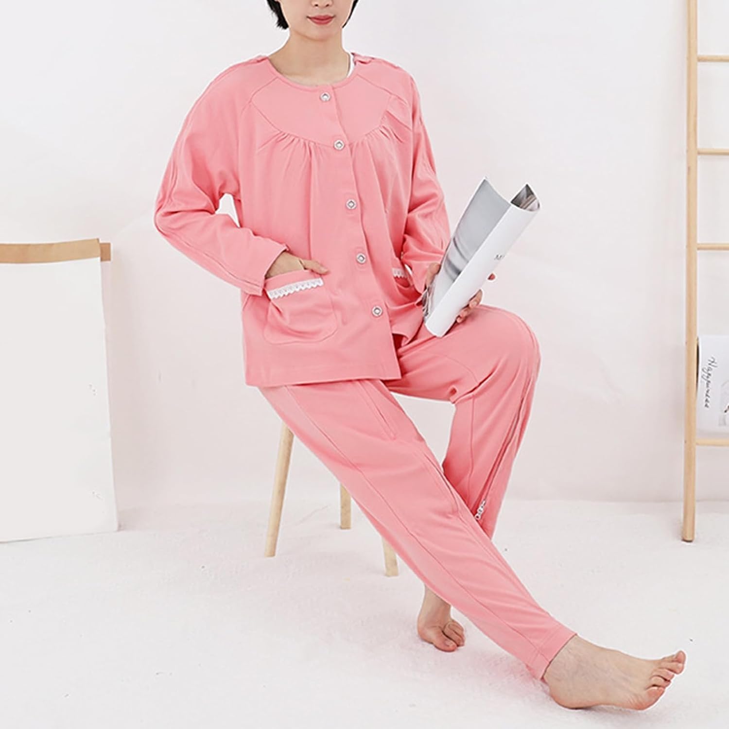Batas de hospital desprendibles for hombres y mujeres, pijamas manga larga for pacientes, totalmente abiertas, auxiliares enfermería for diálisis Exfoliantes Suaves
