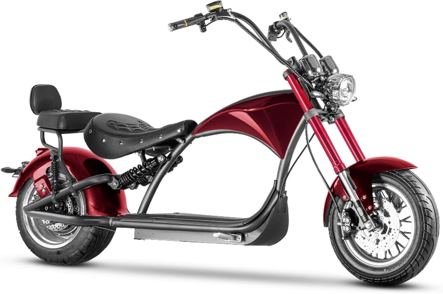 eAhora M1P [2024 Upgraded] 37Mph 2000W Electric Motorcycle for Adults DOT Approved, 40Miles 60V 30ah Lithium Battery, 12in Vacuum Tires Full Suspension for Urban Commuting with Side Trunk