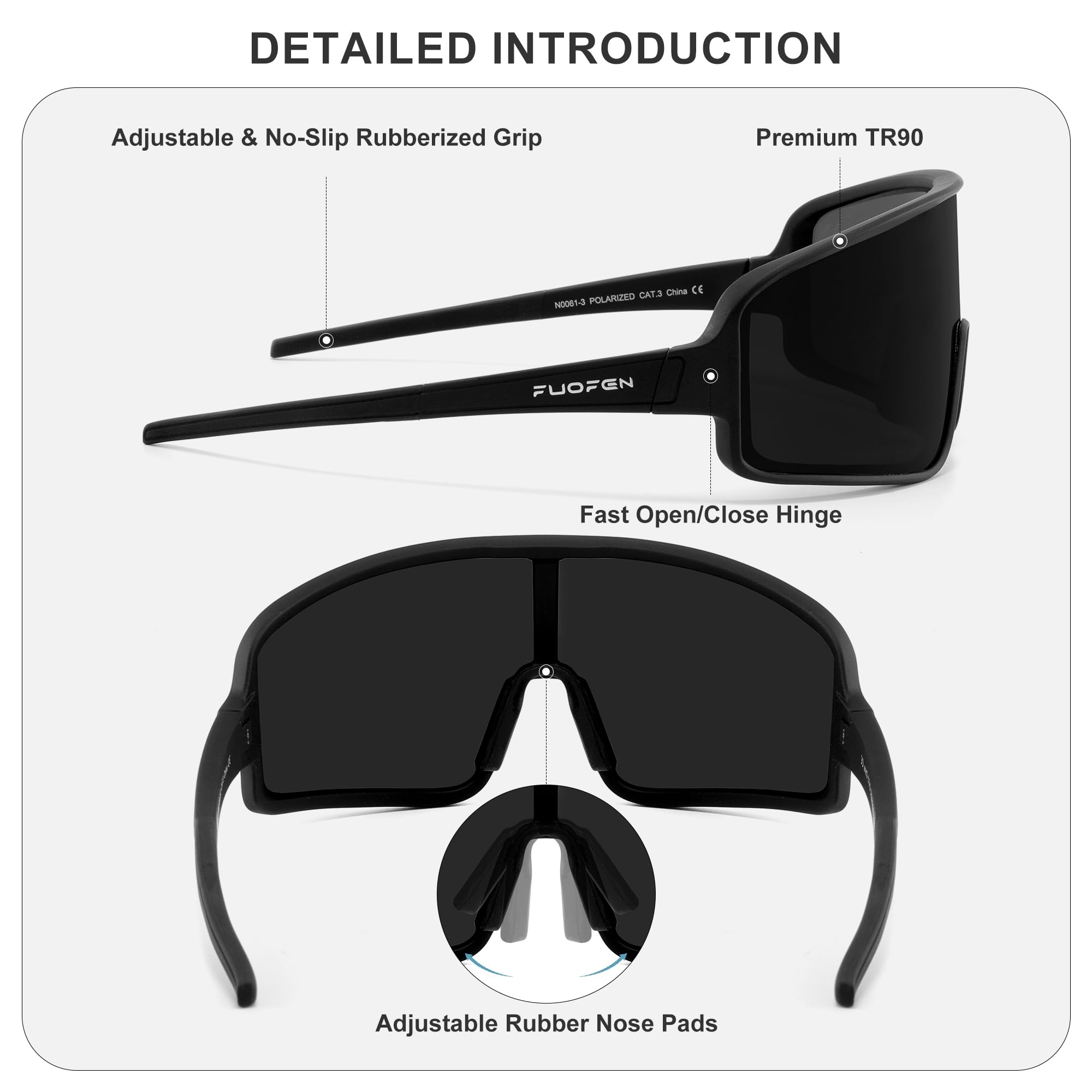 Gafas de sol deportivas polarizadas para hombres y mujeres, para golf, correr, tenis, ciclismo, lentes individuales envolventes