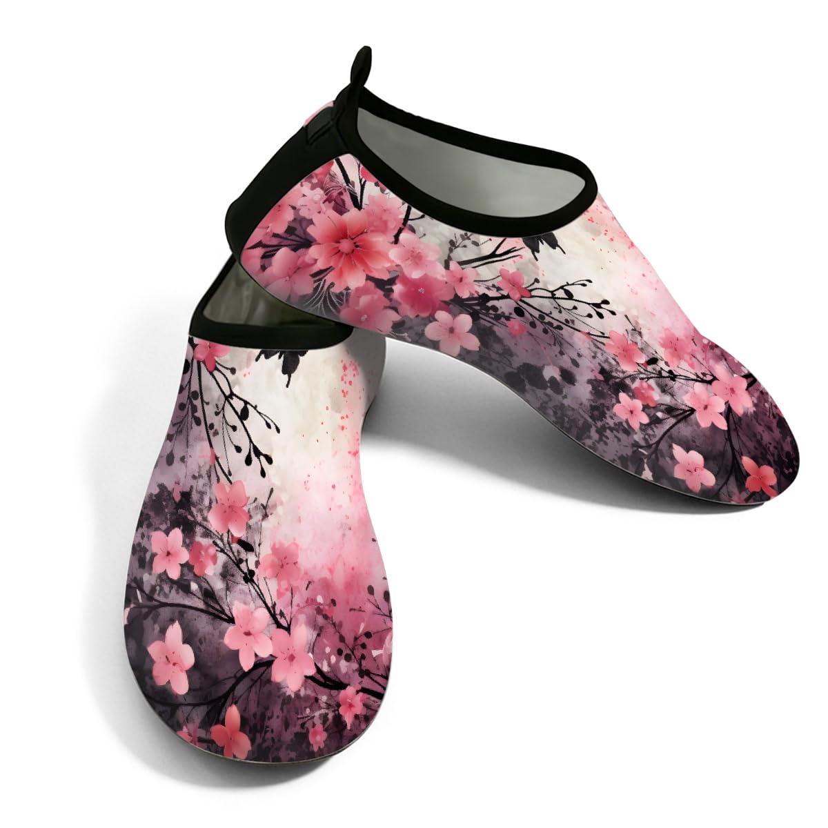 Water Shoes for Women Men Vintage Florals Butterfly Beach Shoes Quick Dry Anti-Slip Barefoot Shoes Swim Aqua Socks Water Park Essentials for Boat, Pool, River, Surf -XL