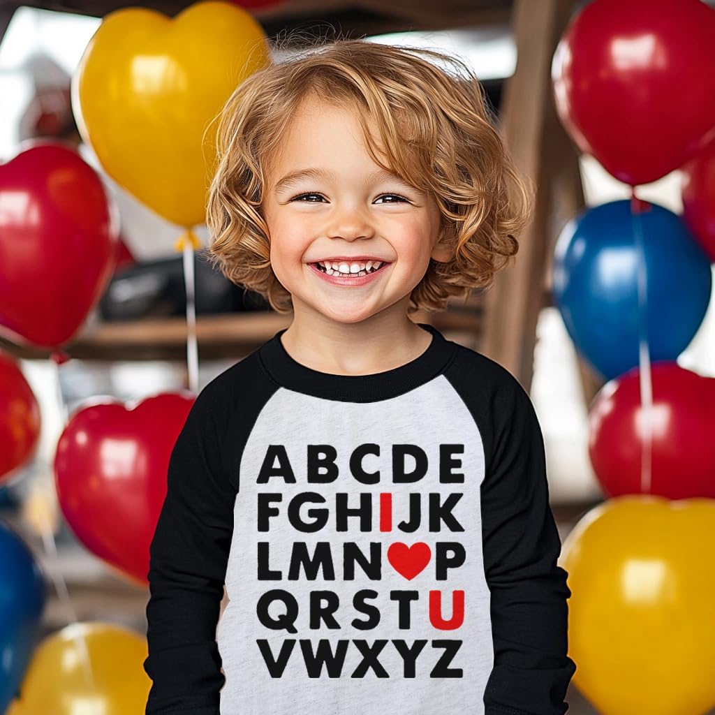 Mrocioa Toddler Boy Girls Loved Heart Valentine's Festival Kids Raglan Long Sleeve Shirt 1-7 Years