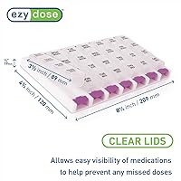 Vista 2 de EZY DOSE Semanal (7 días) 4 veces al día, organizador de pastillas con botón pulsador y planificador de vitaminas, pastilleros diarios extraíbles