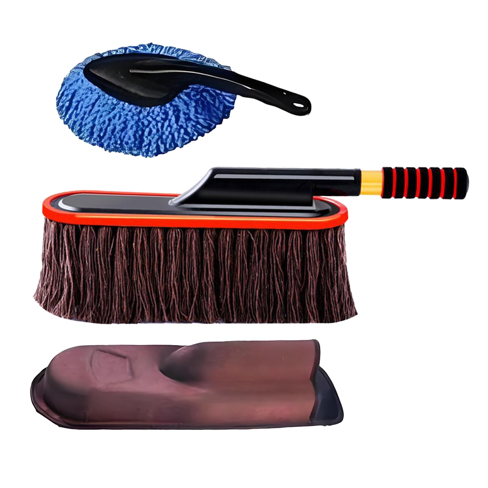 Plumeau de voiture télescopique avec brosse rotative à poils doux pour extérieur
