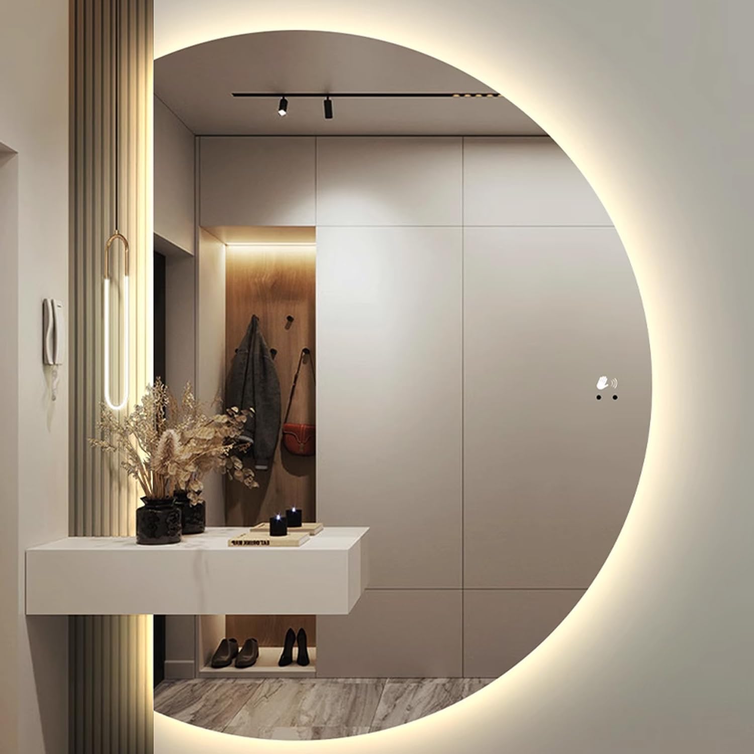 FGXHHS LED Lighted with Dimmable Lighting and Anti-Fog Feature, Ideal for Vanity Wall Decoration
