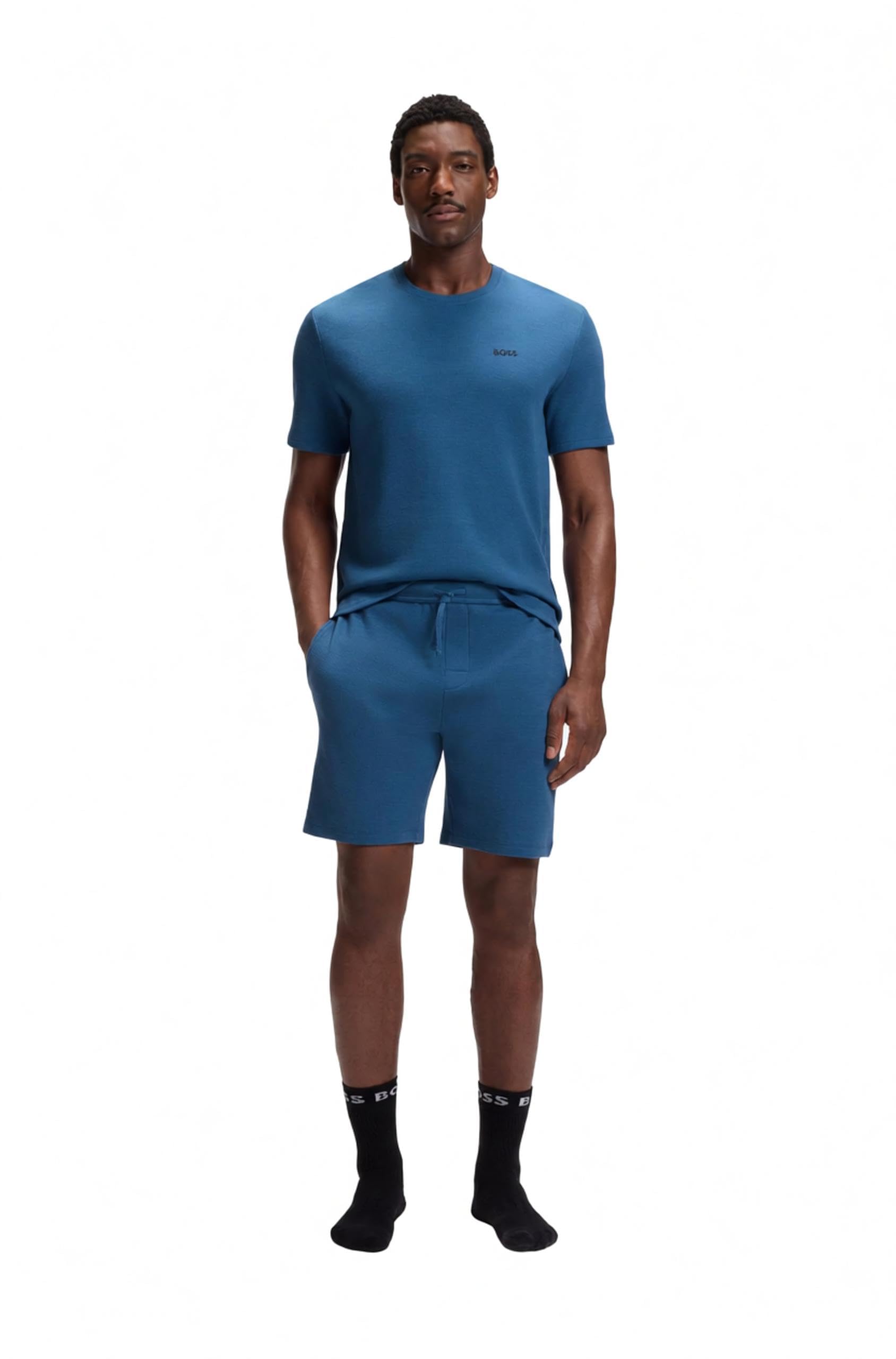 BOSS Men's Waffle Contrast Logo Lounge Shorts